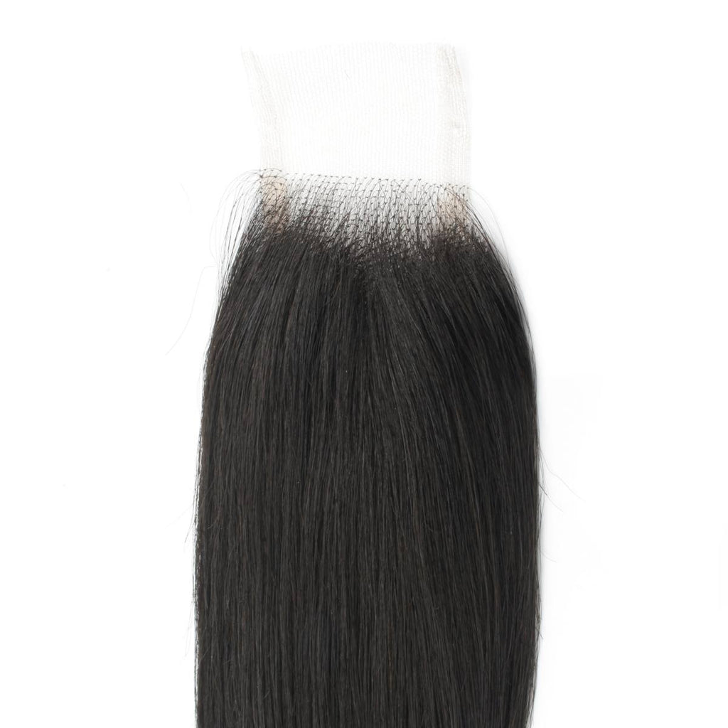 Cierre de cabello humano de encaje transparente 2x6 liso sedoso brasileño