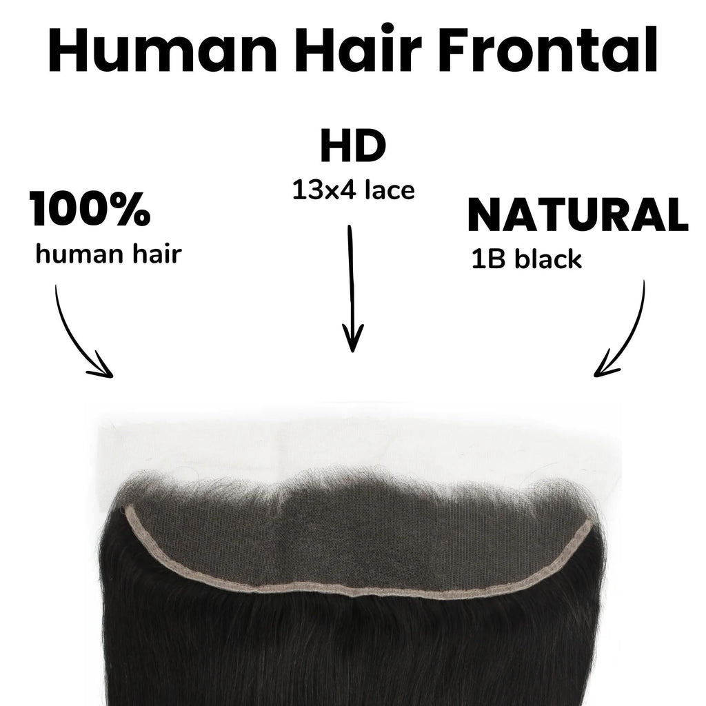 Frontal de pelo humano liso brasileño 13x4 con encaje HD