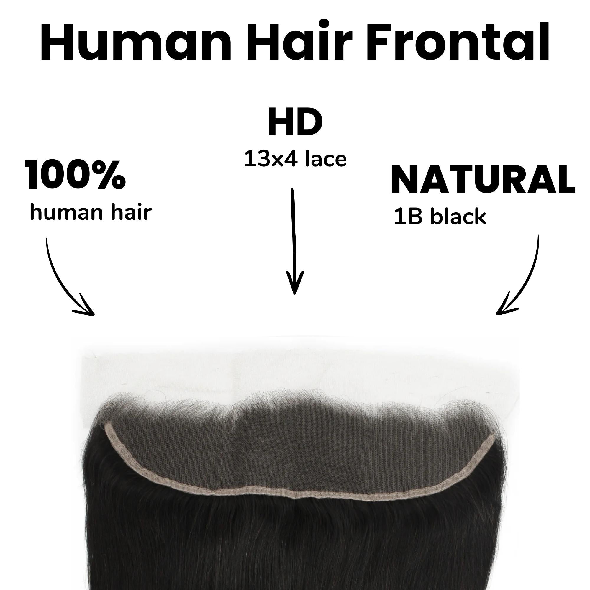 Frontal de pelo humano liso brasileño 13x4 con encaje HD