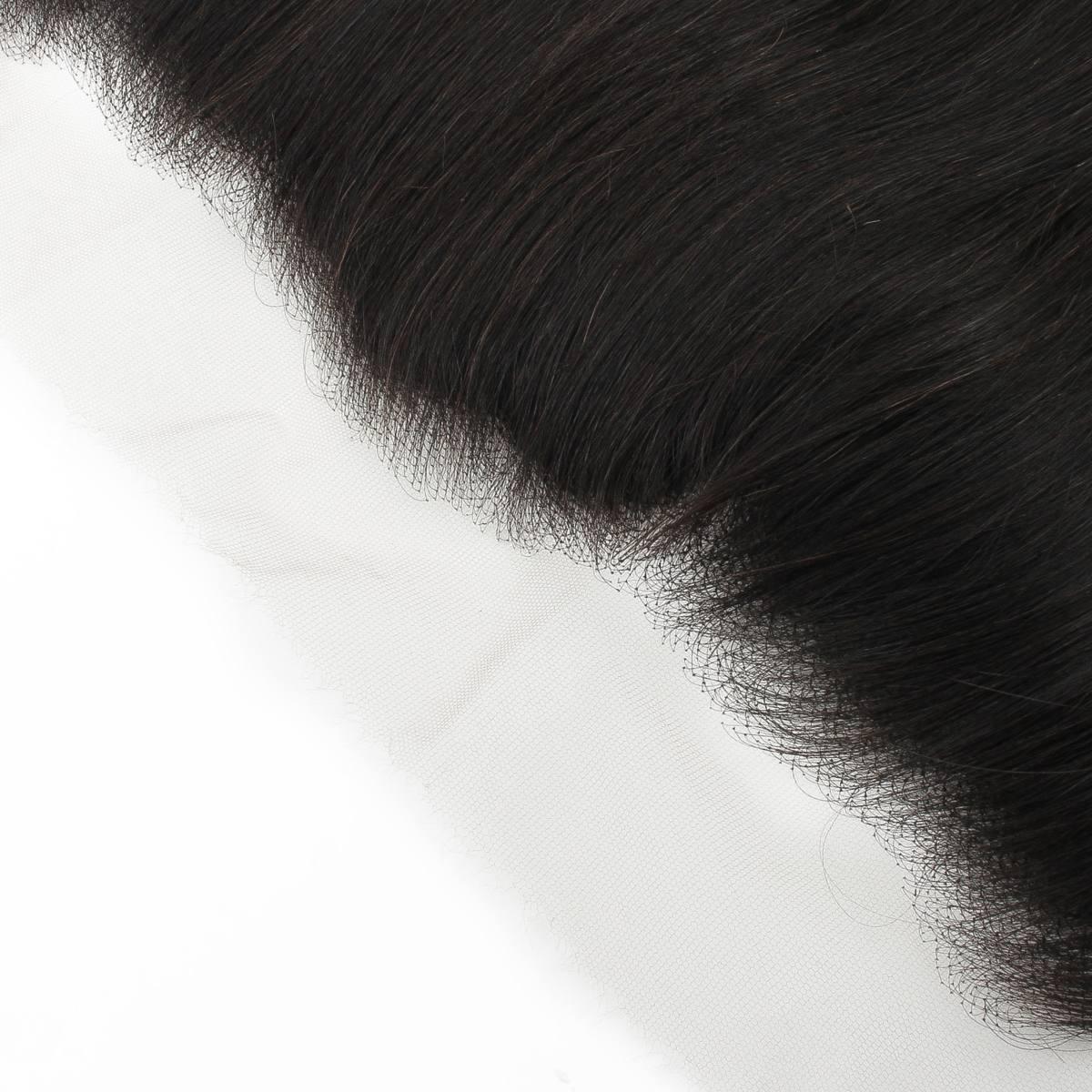 Frontal de pelo humano liso brasileño 13x4 con encaje HD