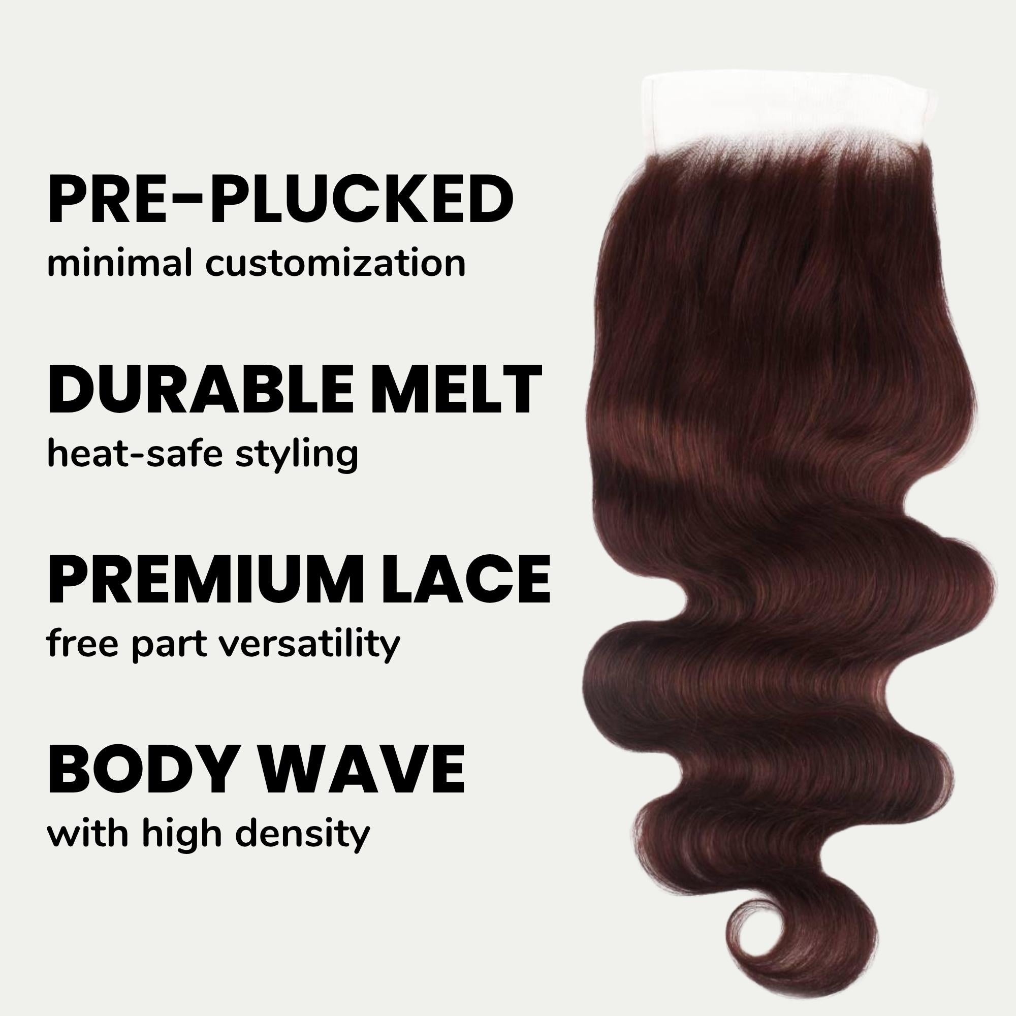 Burgundy Body Wave 5x5 HD Lace Human Hair Closure