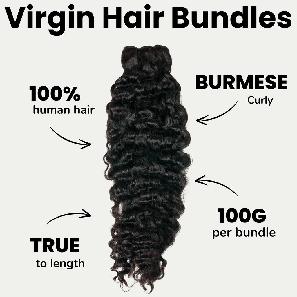 Extensiones de cabello 100% humano rizado birmano