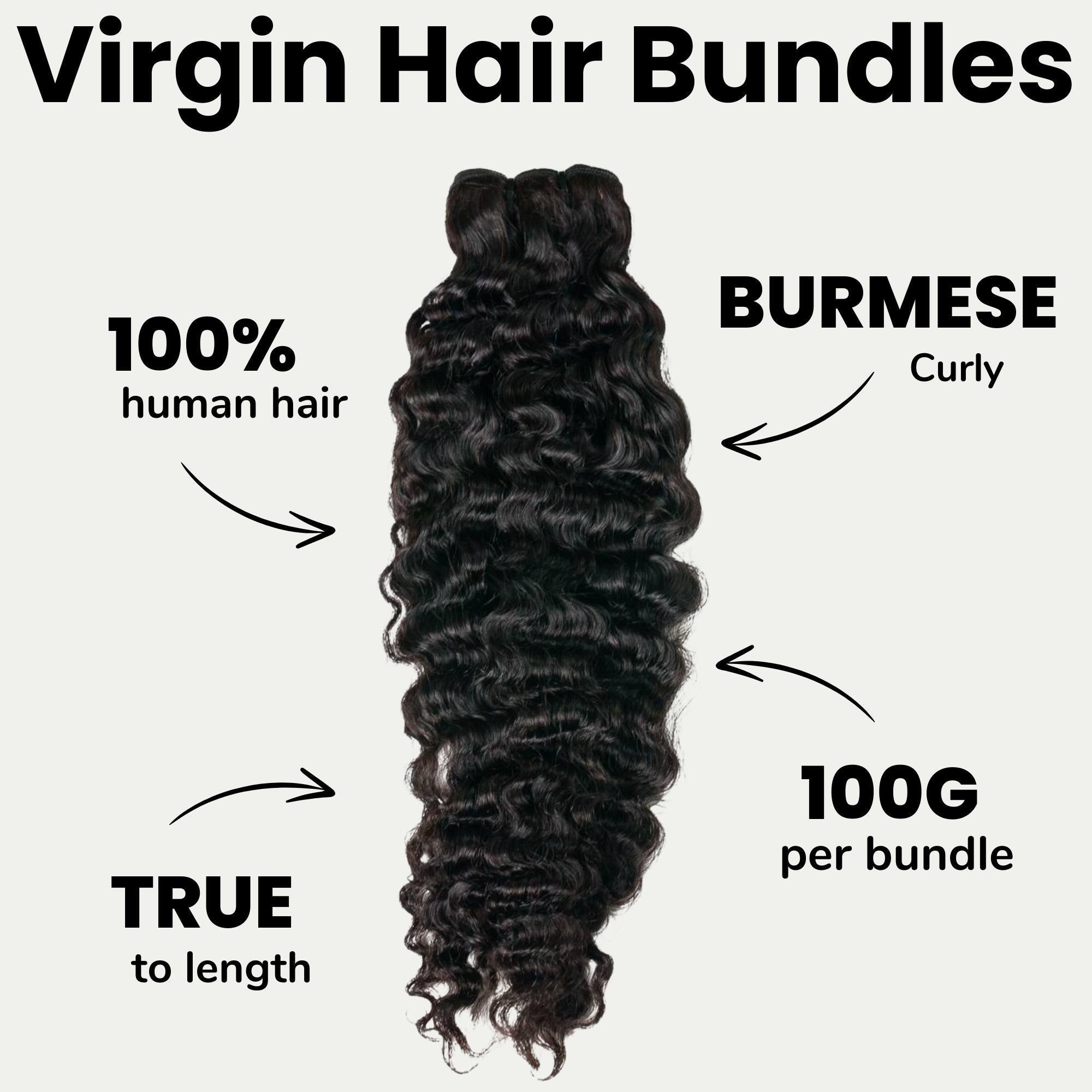 Extensiones de cabello 100% humano rizado birmano