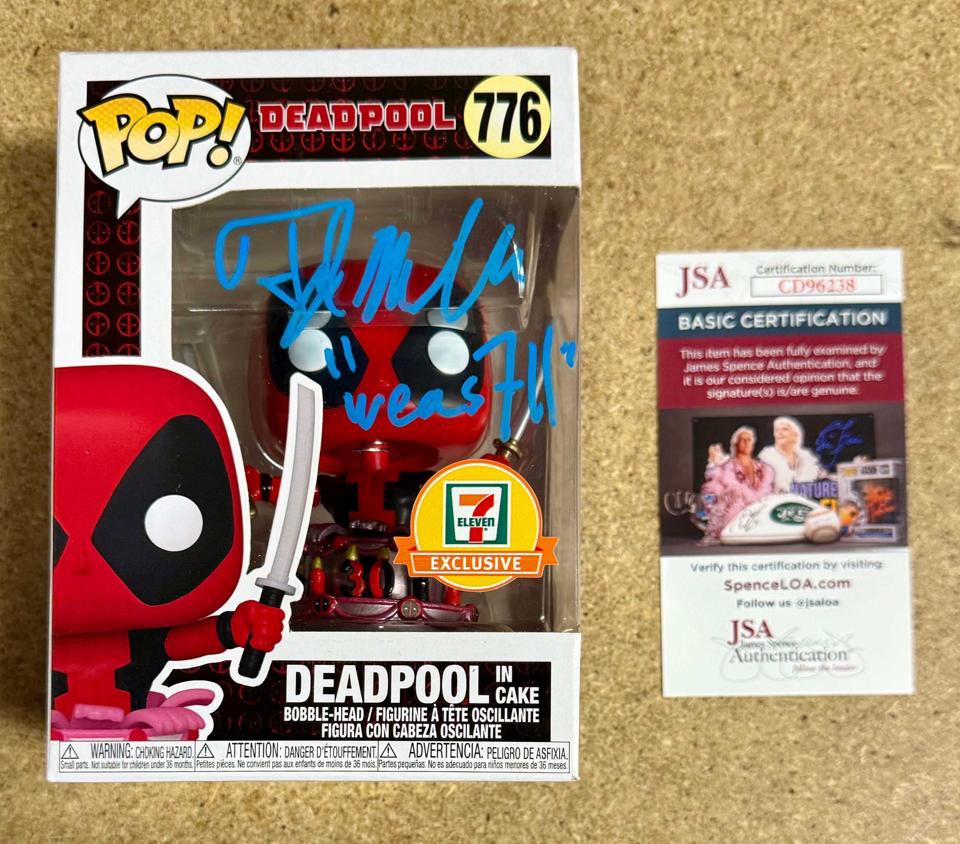 TJ Miller “Weasel” Funko Pop de Deadpool metálico autografiado #776 Exclusivo con COA de JSA