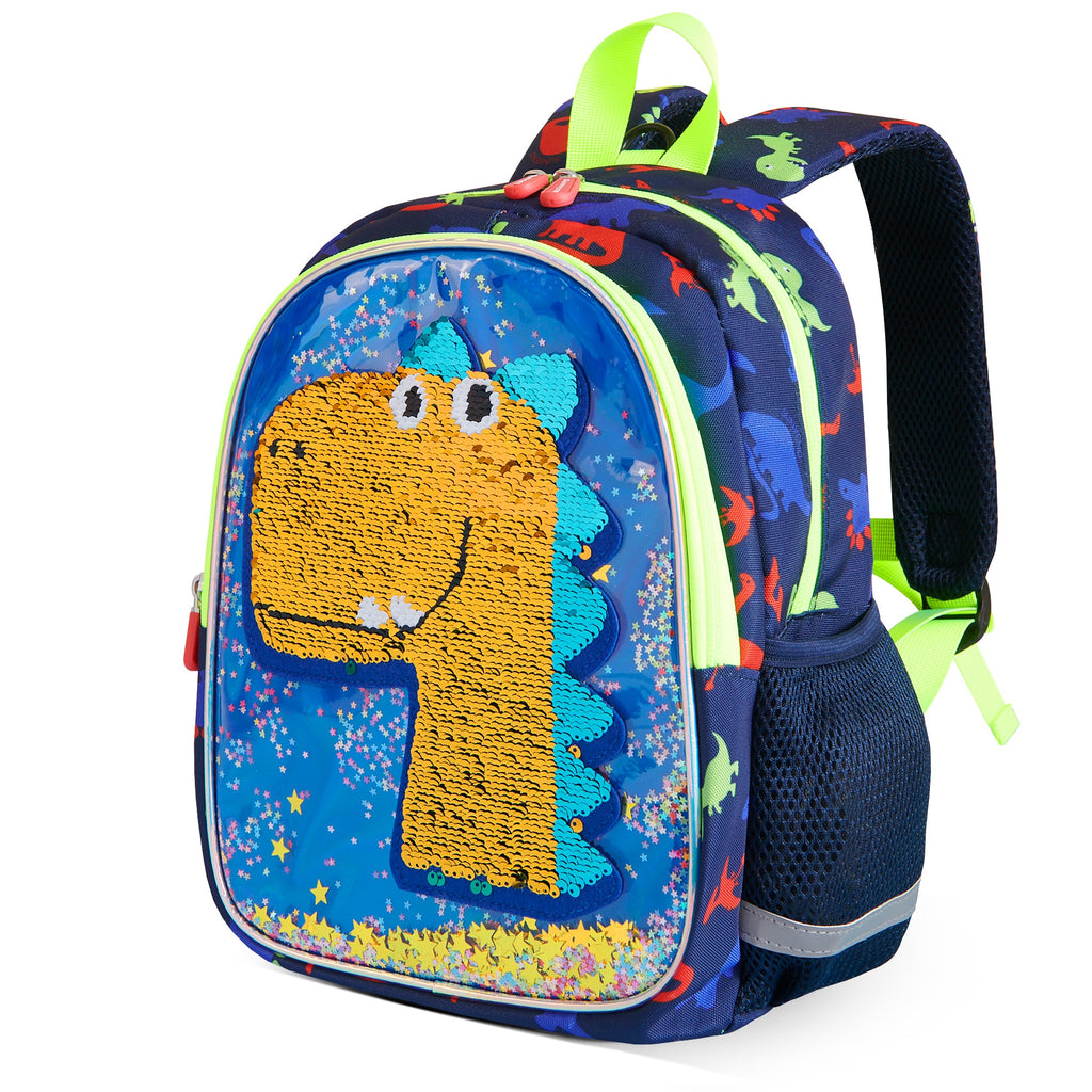 Mochila infantil de dinosaurio con lentejuelas reversibles