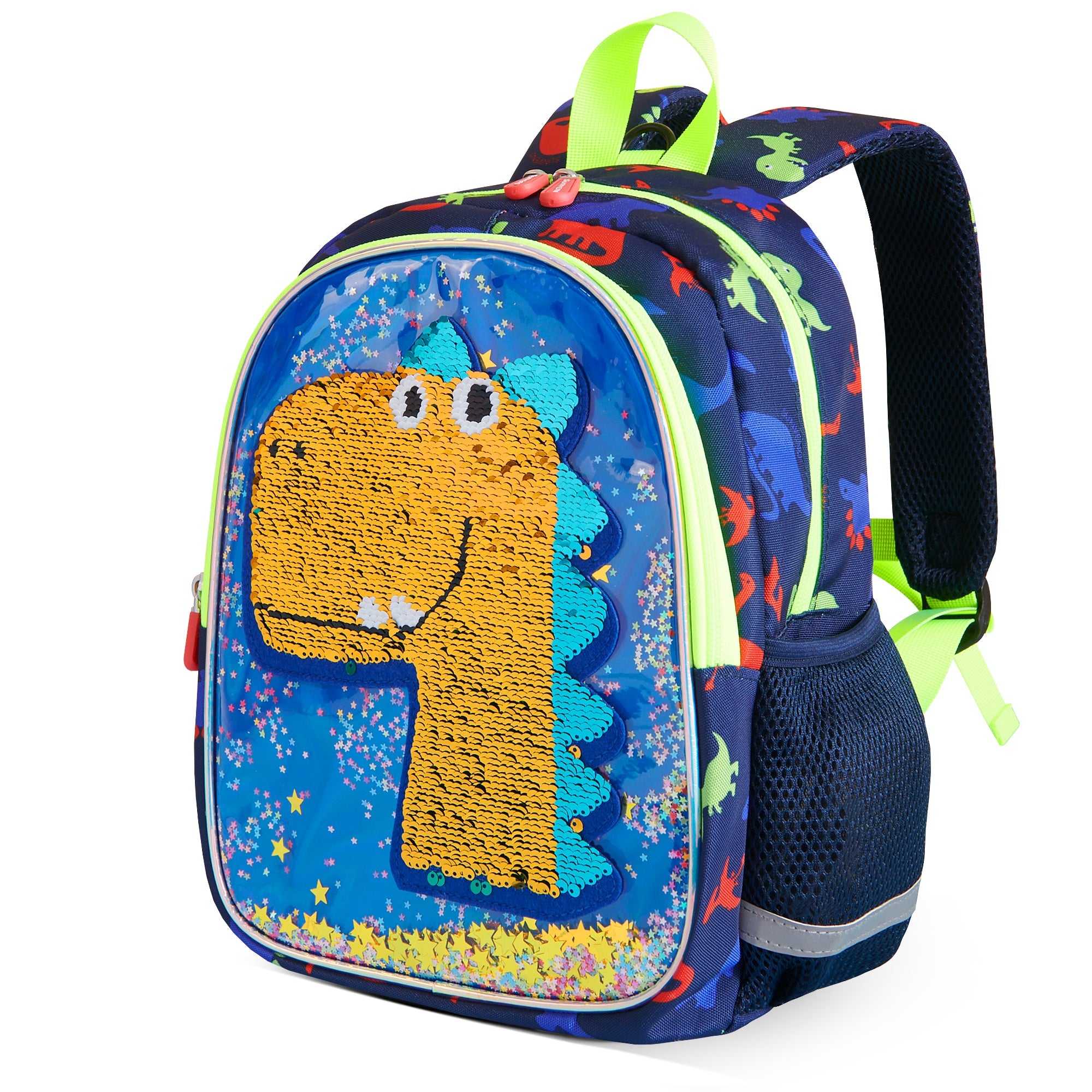 Mochila infantil de dinosaurio con lentejuelas reversibles
