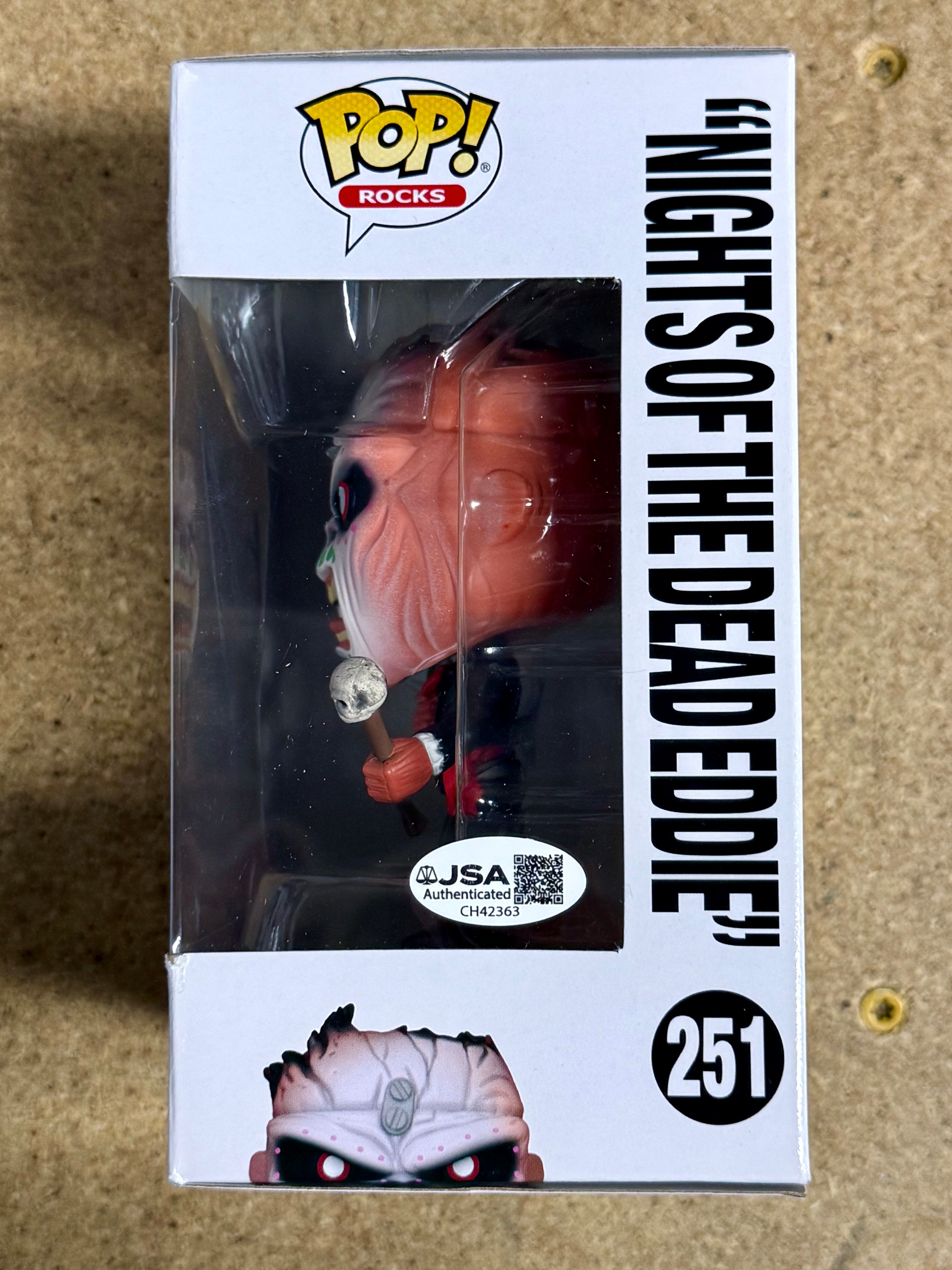 Bruce Dickinson Firmó Iron Maiden Eddie Funko Pop! Rocks #251 con COA de JSA