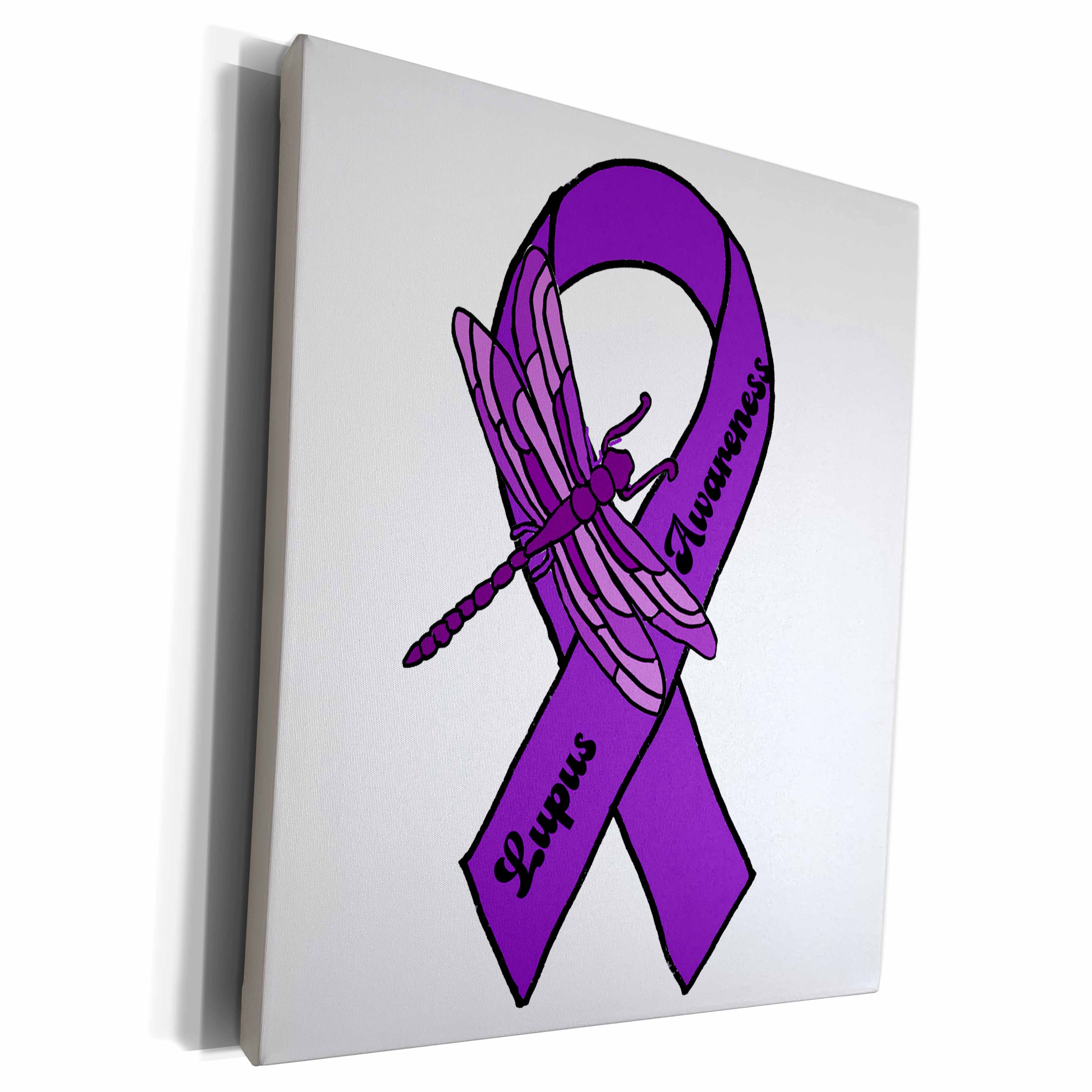 3dRose Cool Purple Ribbon and Dragonfly Lupus Support and... - Museum Grade Canvas Wrap (cw-362937)