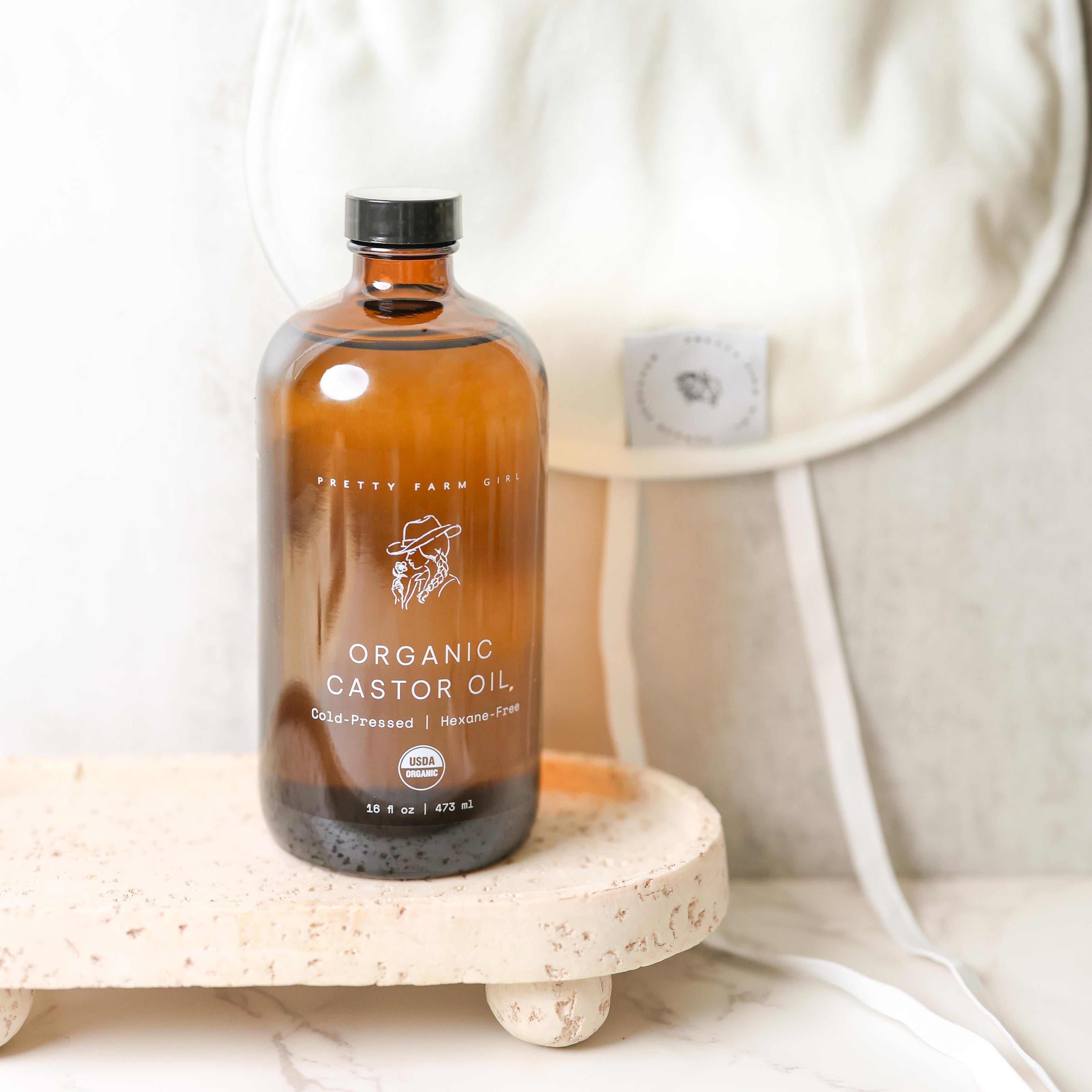 Aceite de ricino orgánico puro + paquete de paños