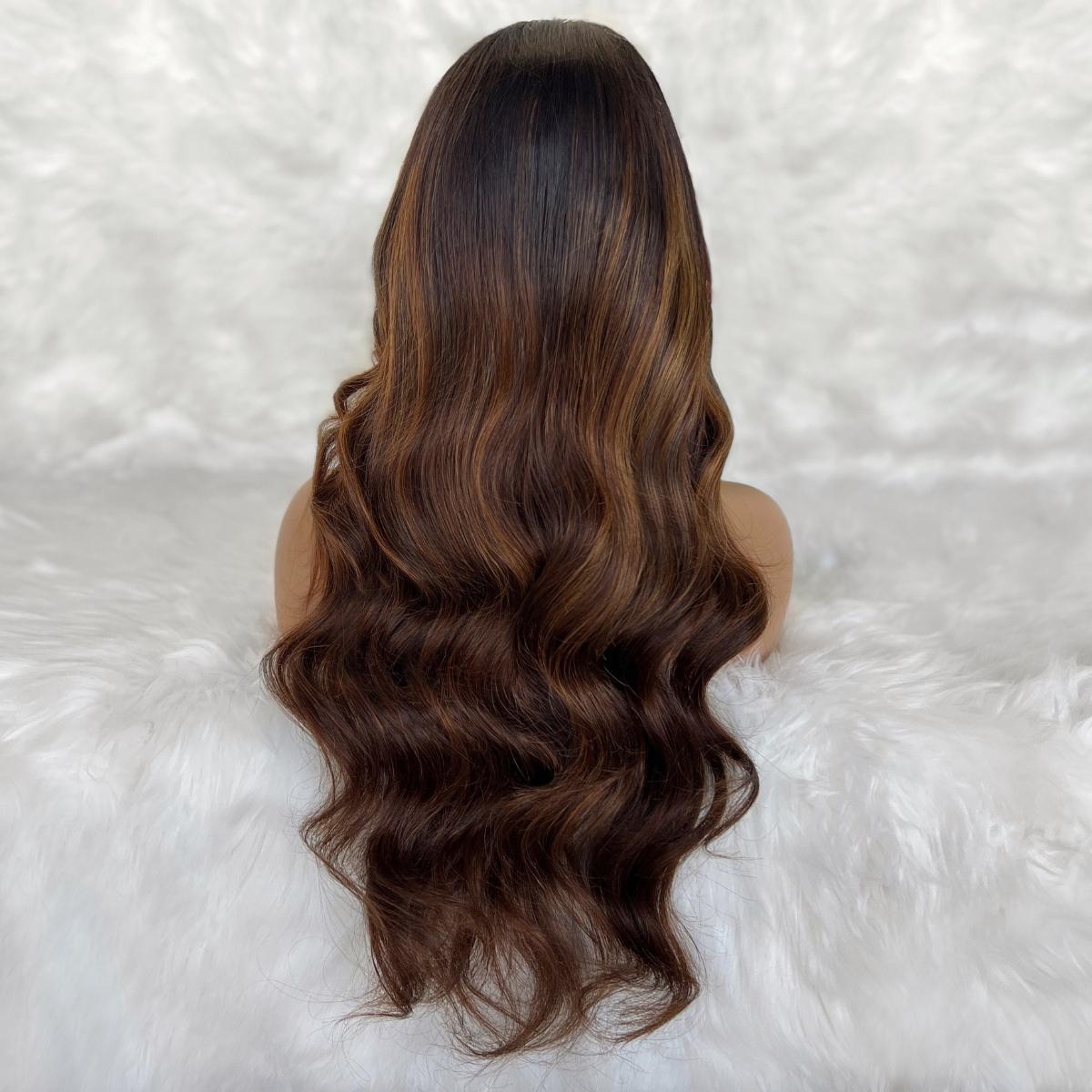 Peluca de cierre Raw Celine sin pegamento, encaje HD 5x5, teñida profesionalmente, 100% cabello humano