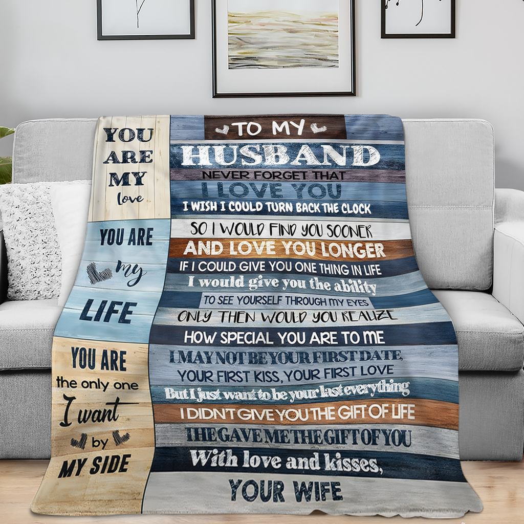 Manta de regalo para mi esposo – De tu esposa, con un corazón lleno de amor