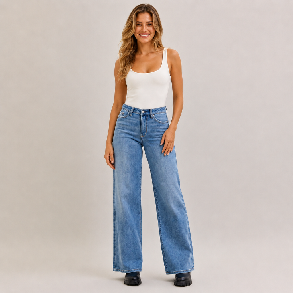 Pantalones vaqueros de pierna ancha Judy Blue Retro de tiro medio