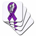 3dRose Cinta Morada y Lobo de Lupus - Apoyo y Conciencia - Posavasos (cst-362938)