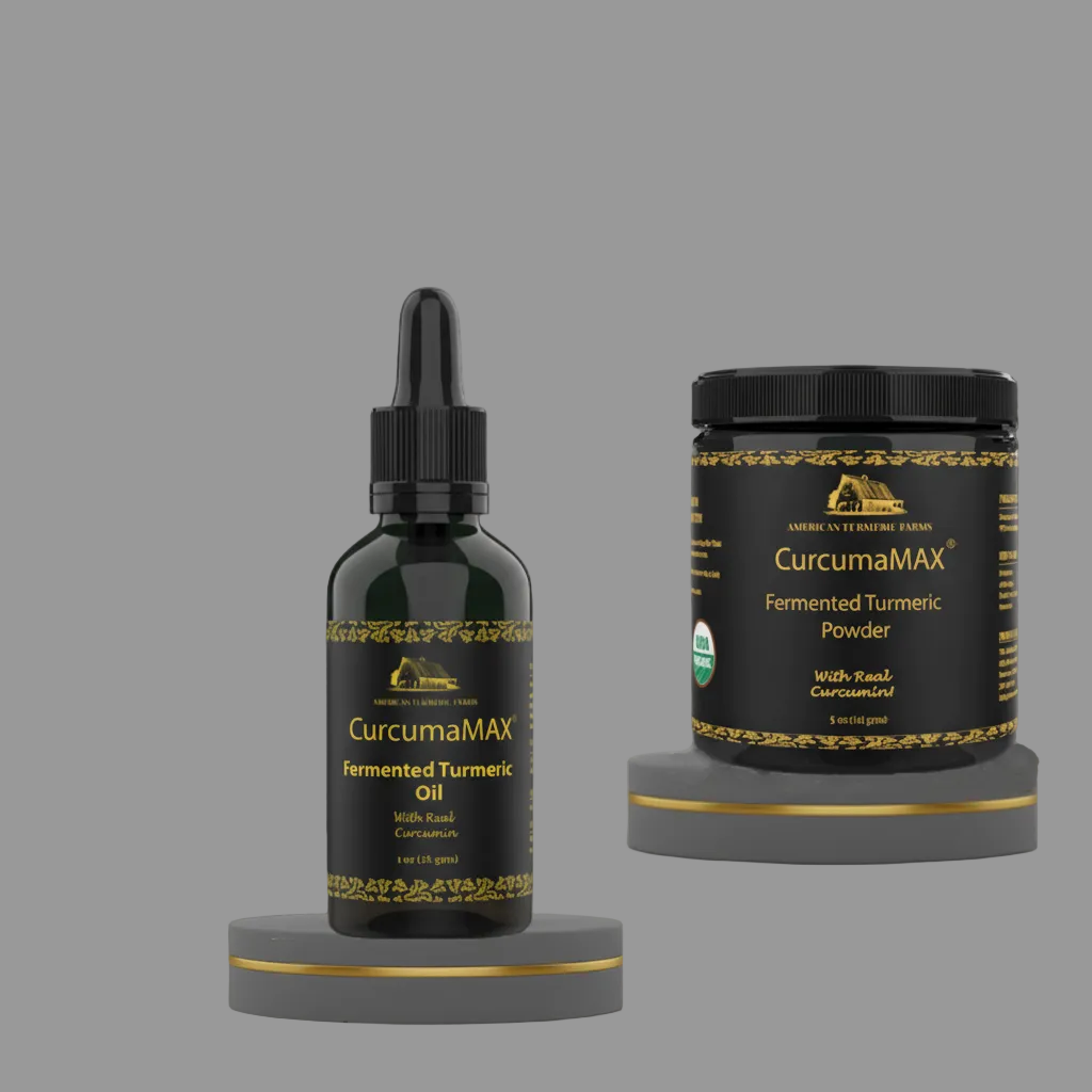 Paquete de Cúrcuma Fermentada en Aceite y Polvo CurcumaMAX – Curcumina Mejorada, Certificado sin Plomo