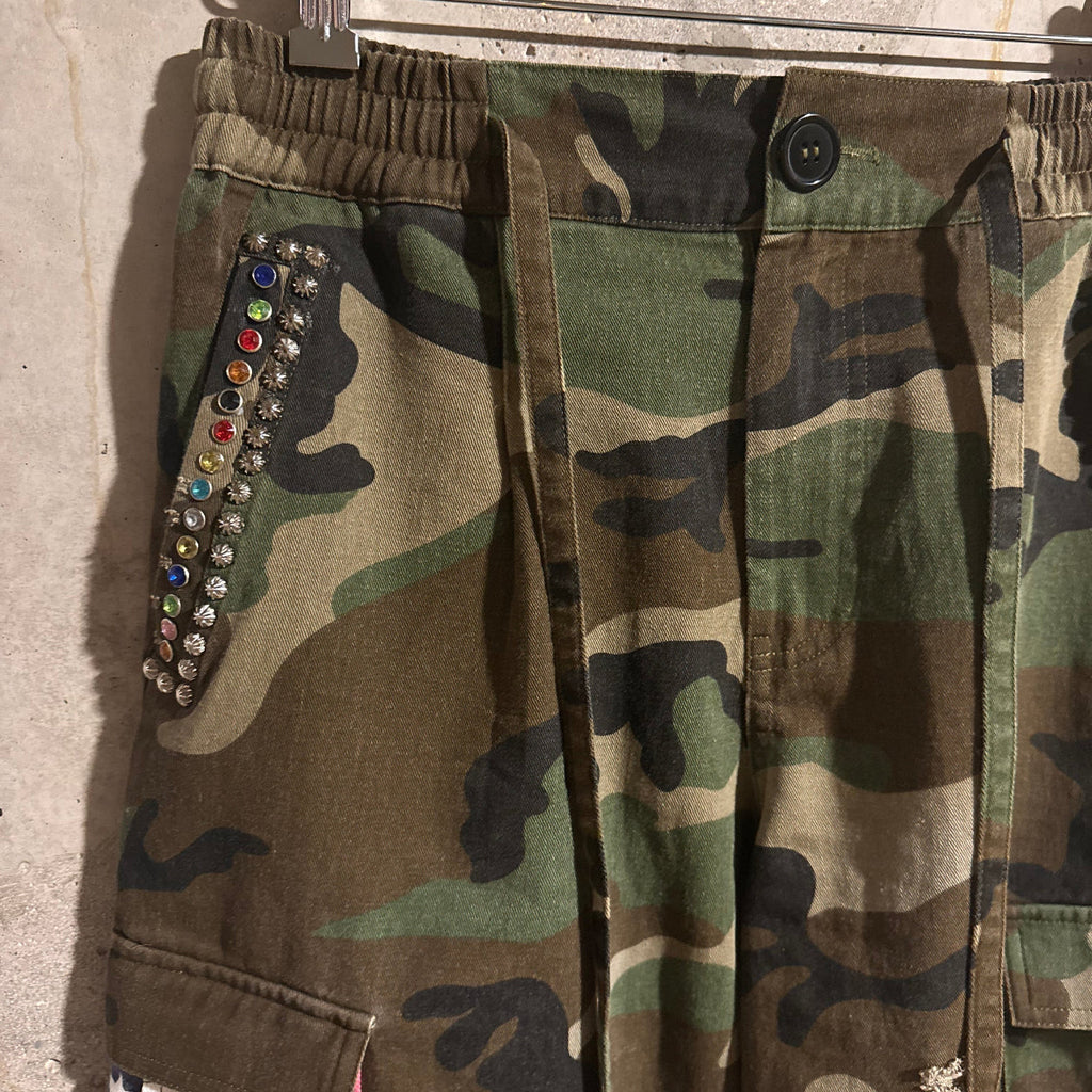 Americana Camo Pleated Rhinestone Shorts