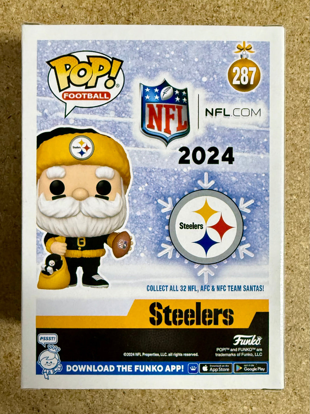 Brett Keisel Funko Pop! de Papá Noel de los Pittsburgh Steelers de la NFL firmado #287 con COA de JSA