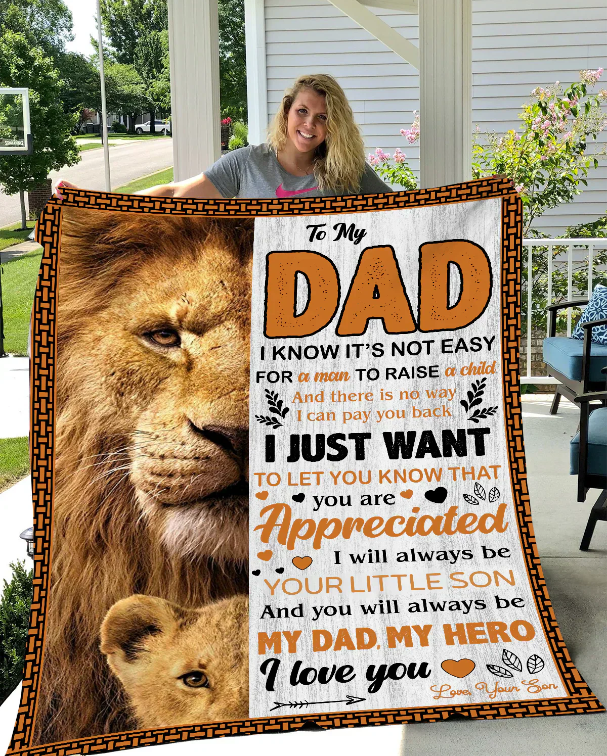 Papá, sé que no es fácil, manta de hijo