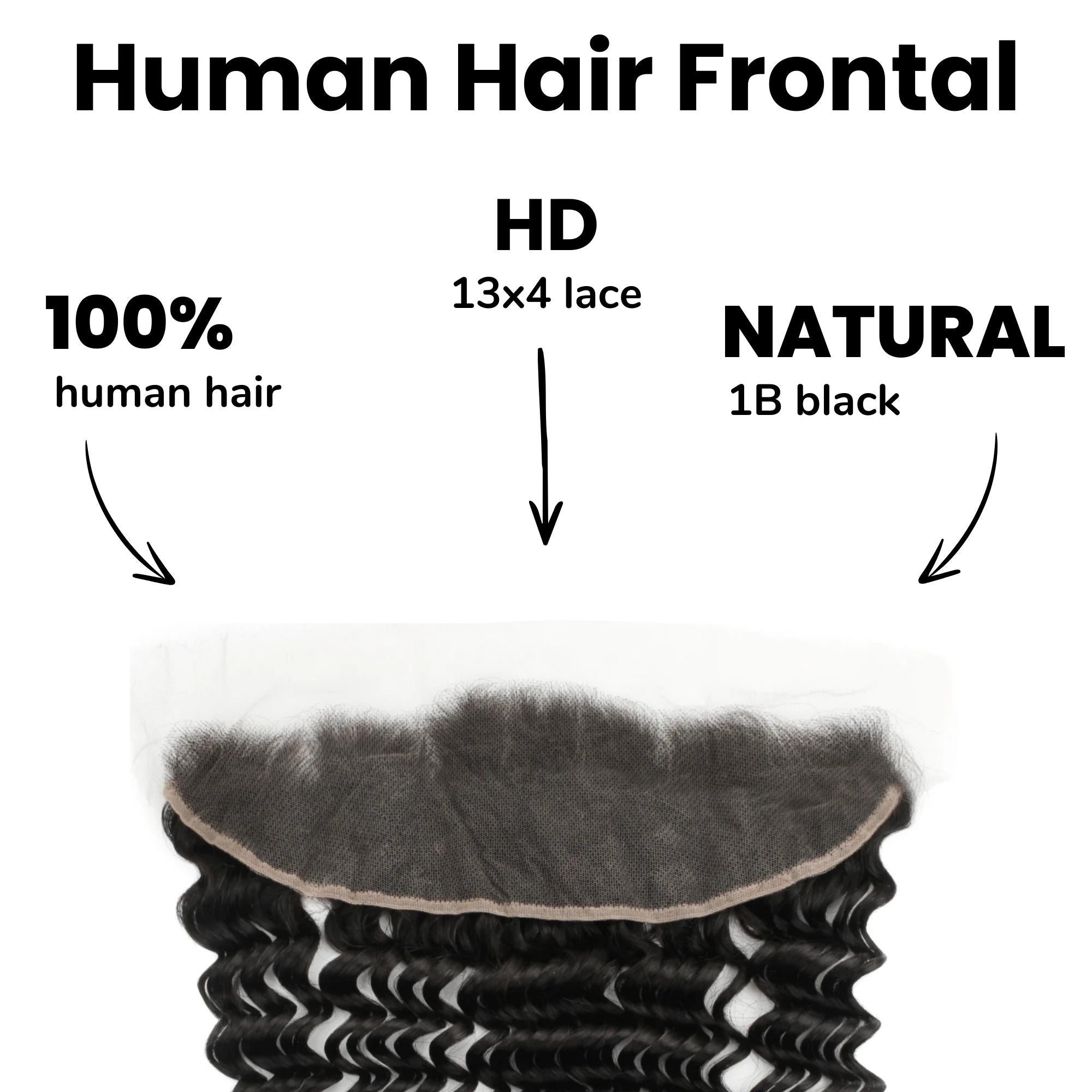 Frontal de cabello humano Deep Wave 13x4 HD Lace