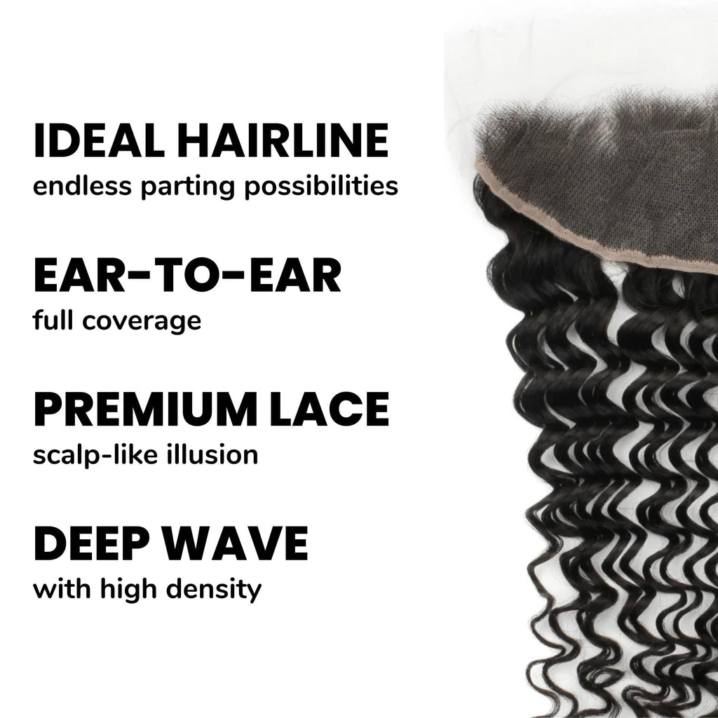 Frontal de cabello humano Deep Wave 13x4 HD Lace