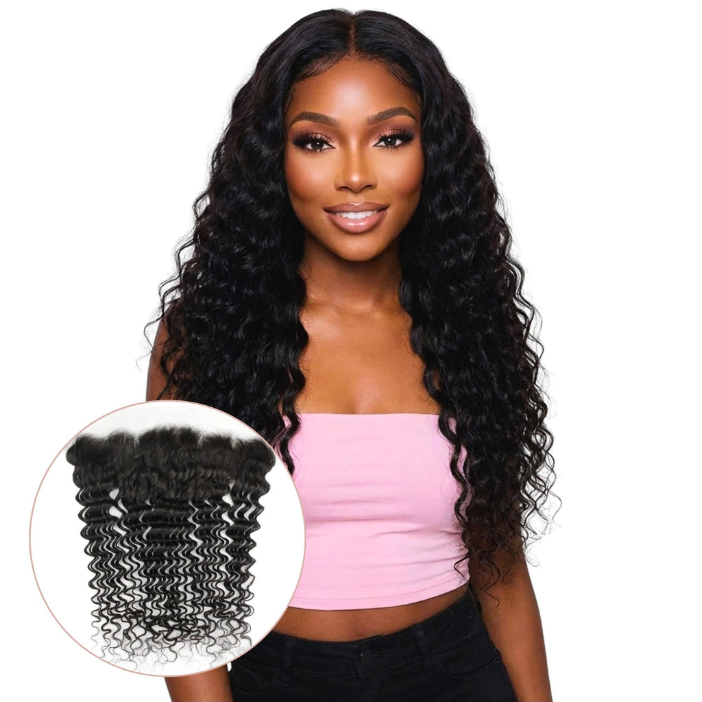 Frontal de cabello humano Deep Wave 13x4 HD Lace