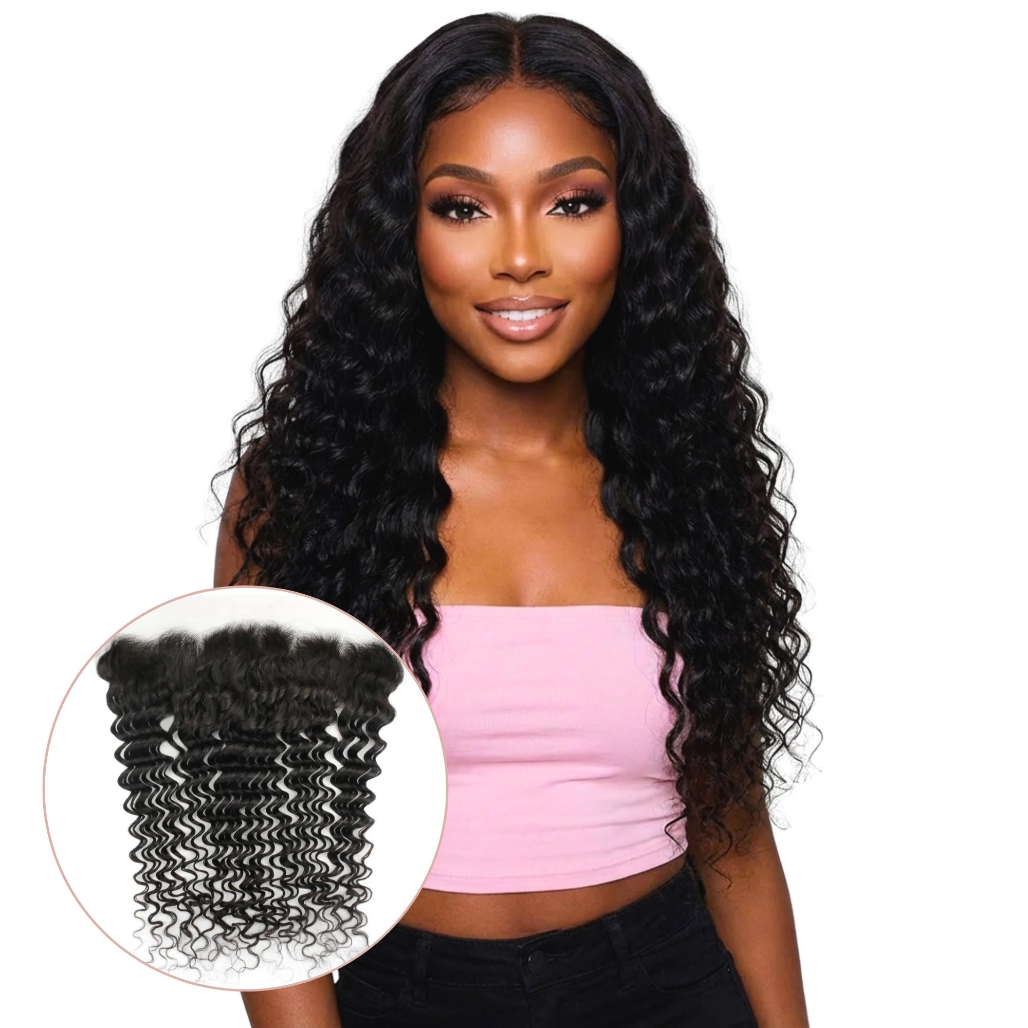Frontal de cabello humano Deep Wave 13x4 HD Lace