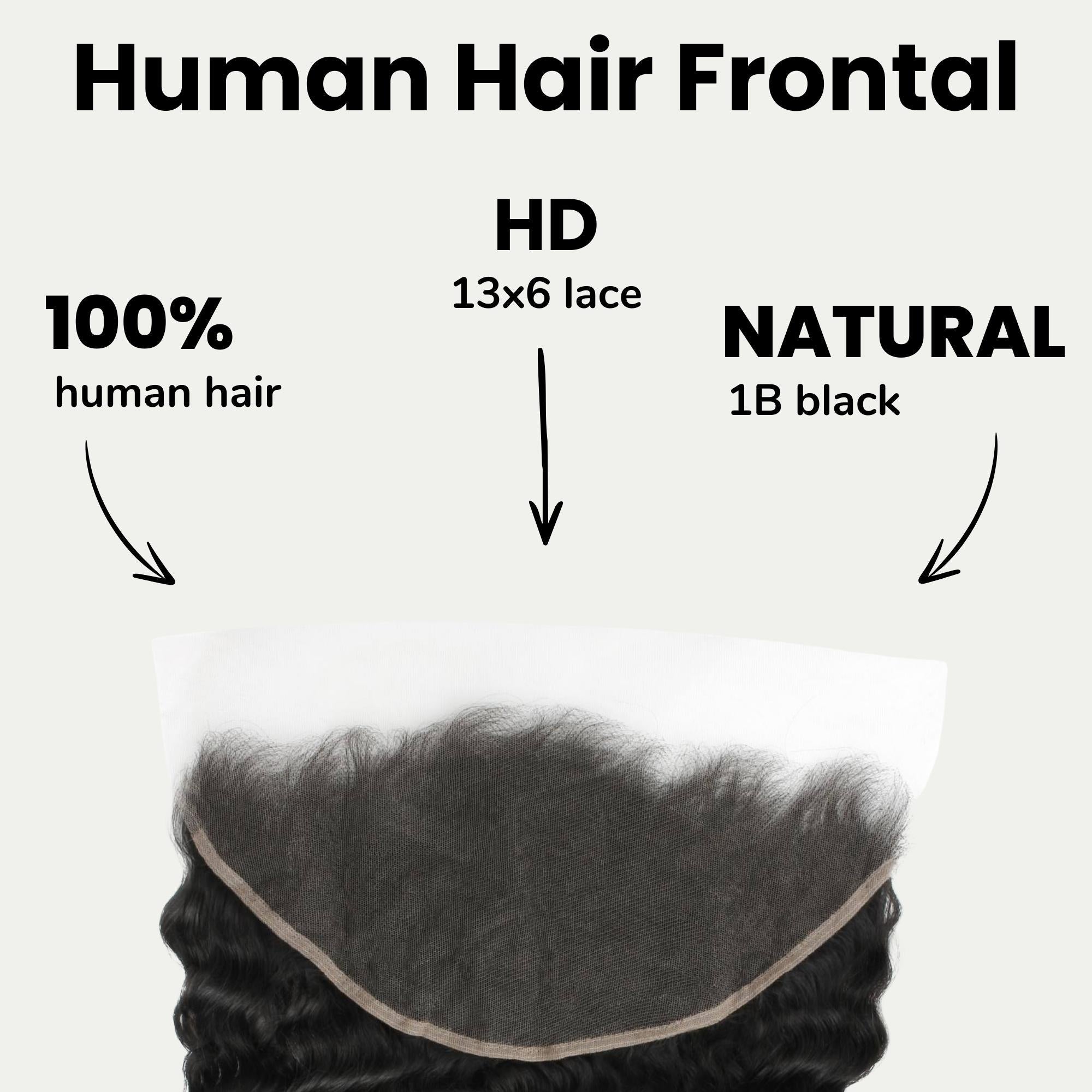 Frontal de cabello humano rizado profundo HD Lace de 13x6