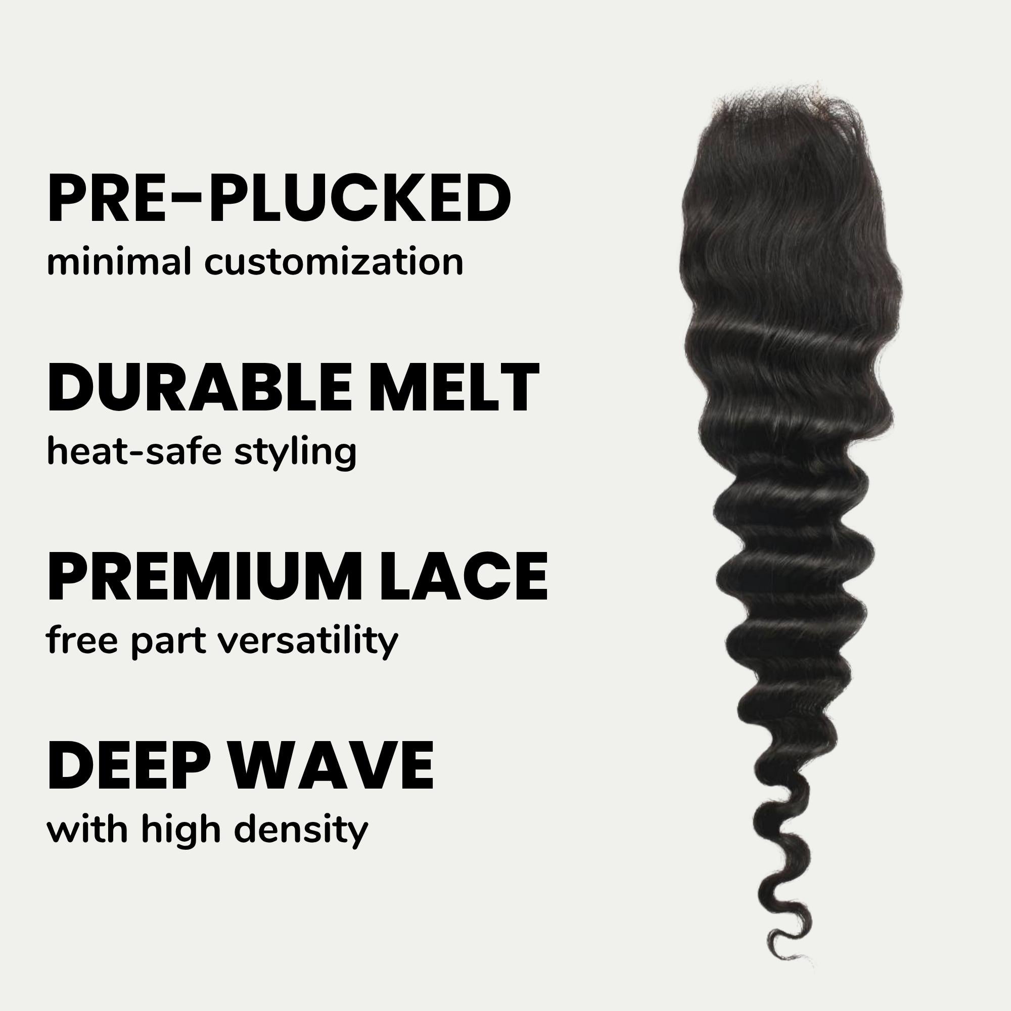 Cierre de cabello humano de encaje HD Deep Wave 2x6