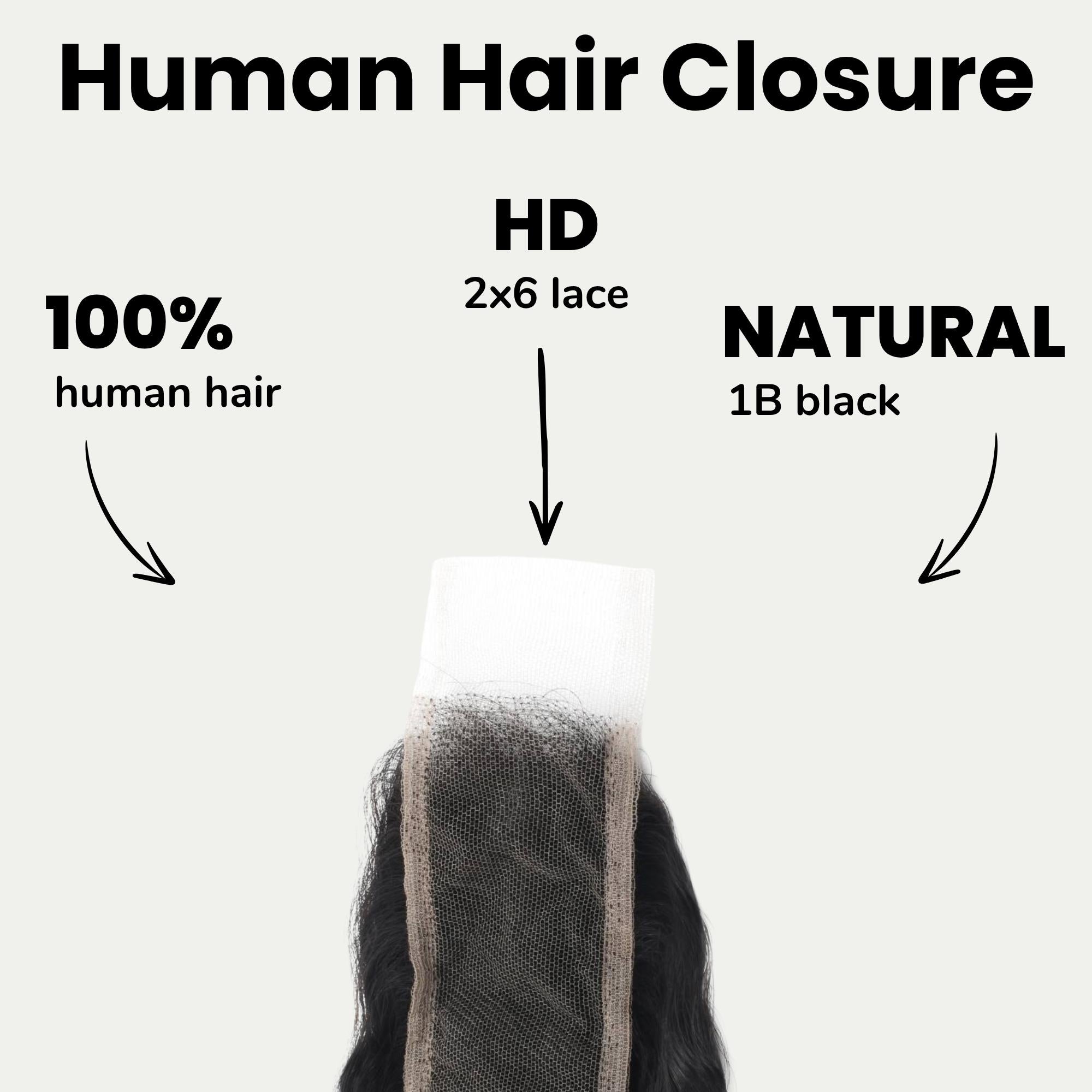 Cierre de cabello humano de encaje HD Deep Wave 2x6