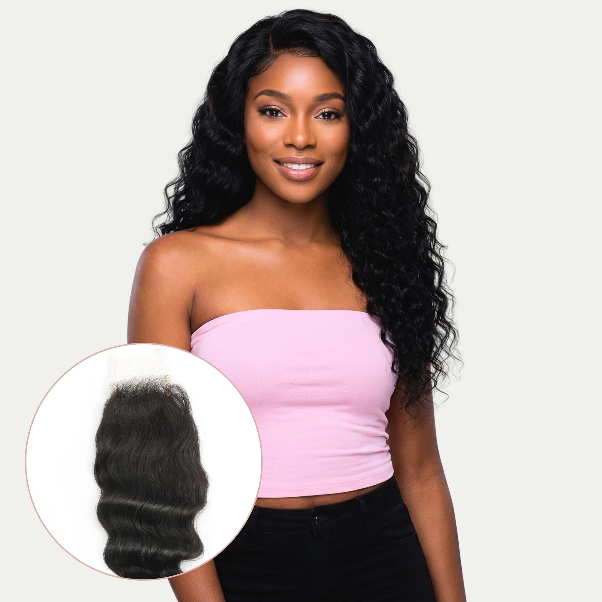 Cierre de cabello humano de encaje HD Deep Wave 2x6