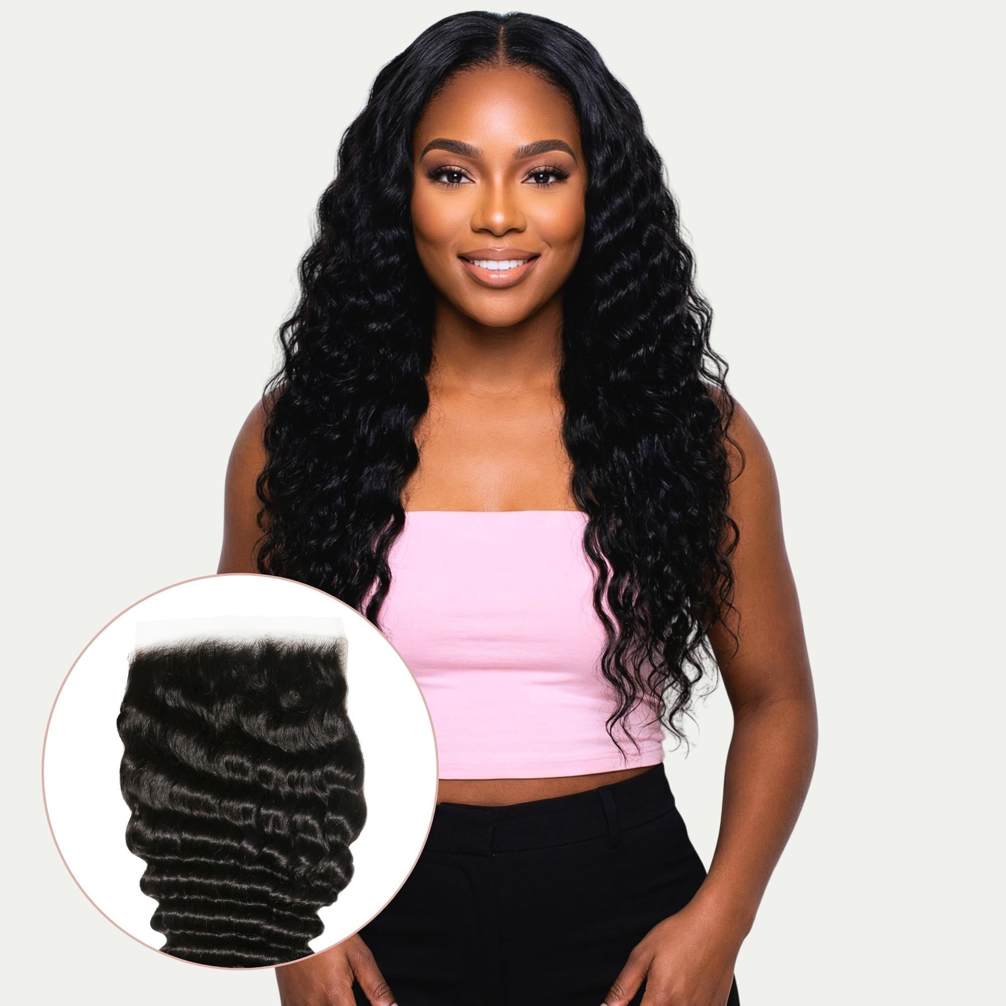 Cierre de cabello humano de encaje HD 7x7 Deep Wave