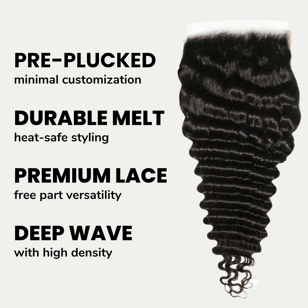 Cierre de cabello humano de encaje HD 7x7 Deep Wave
