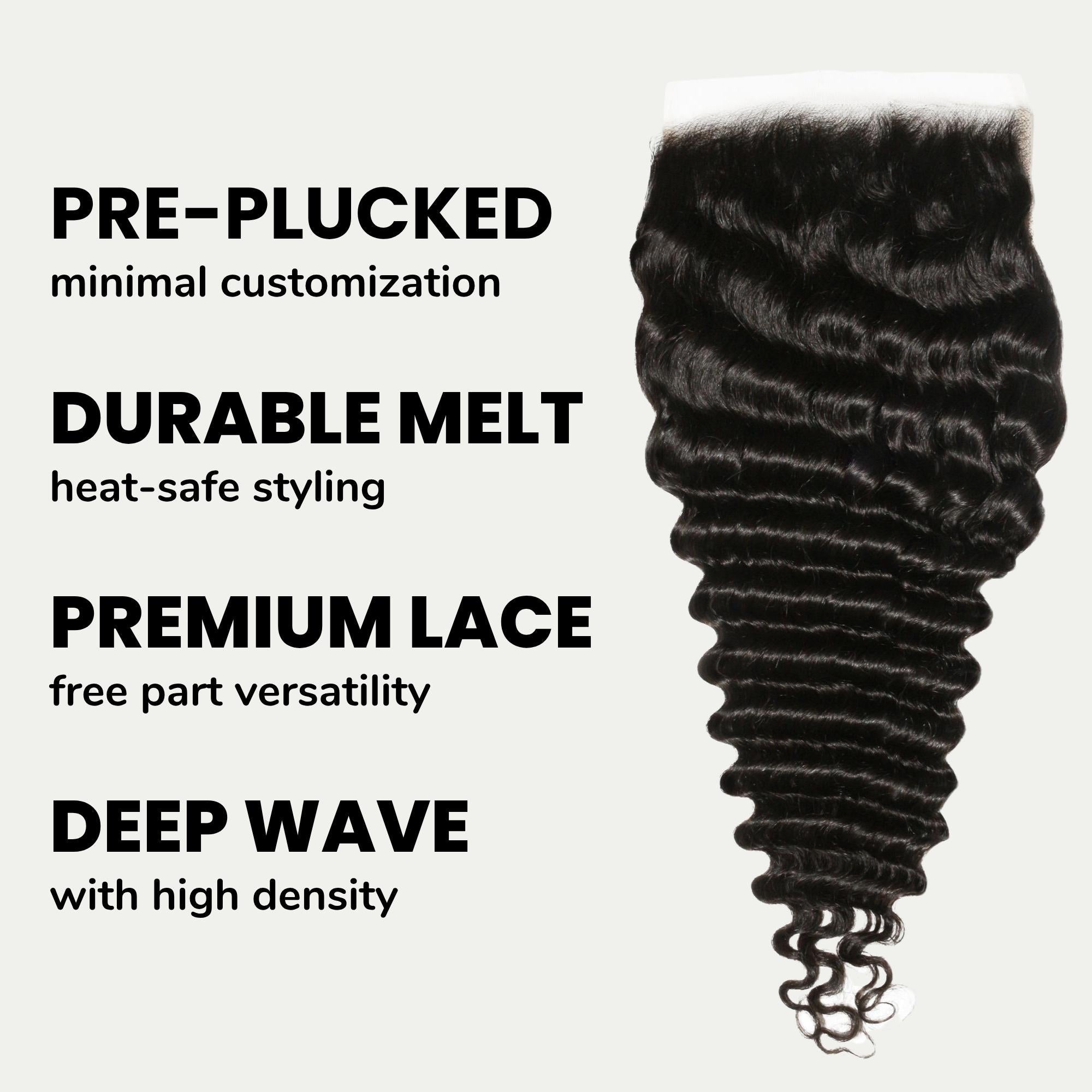 Cierre de cabello humano de encaje HD 7x7 Deep Wave