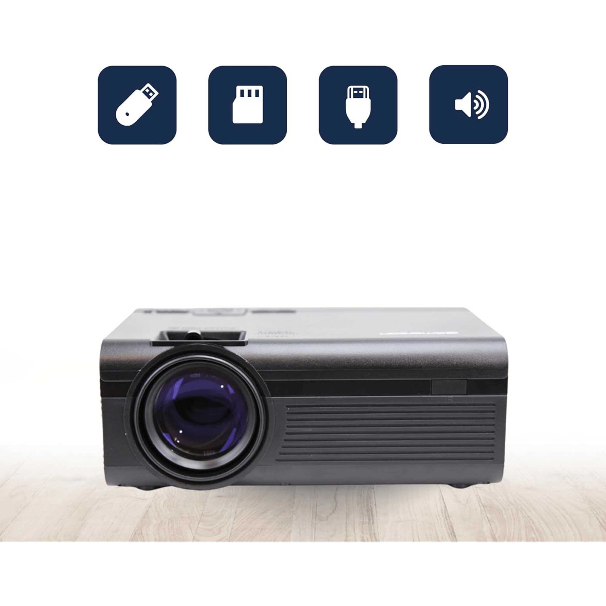 Proyector LCD de cine en casa Emerson de 150" con altavoz integrado