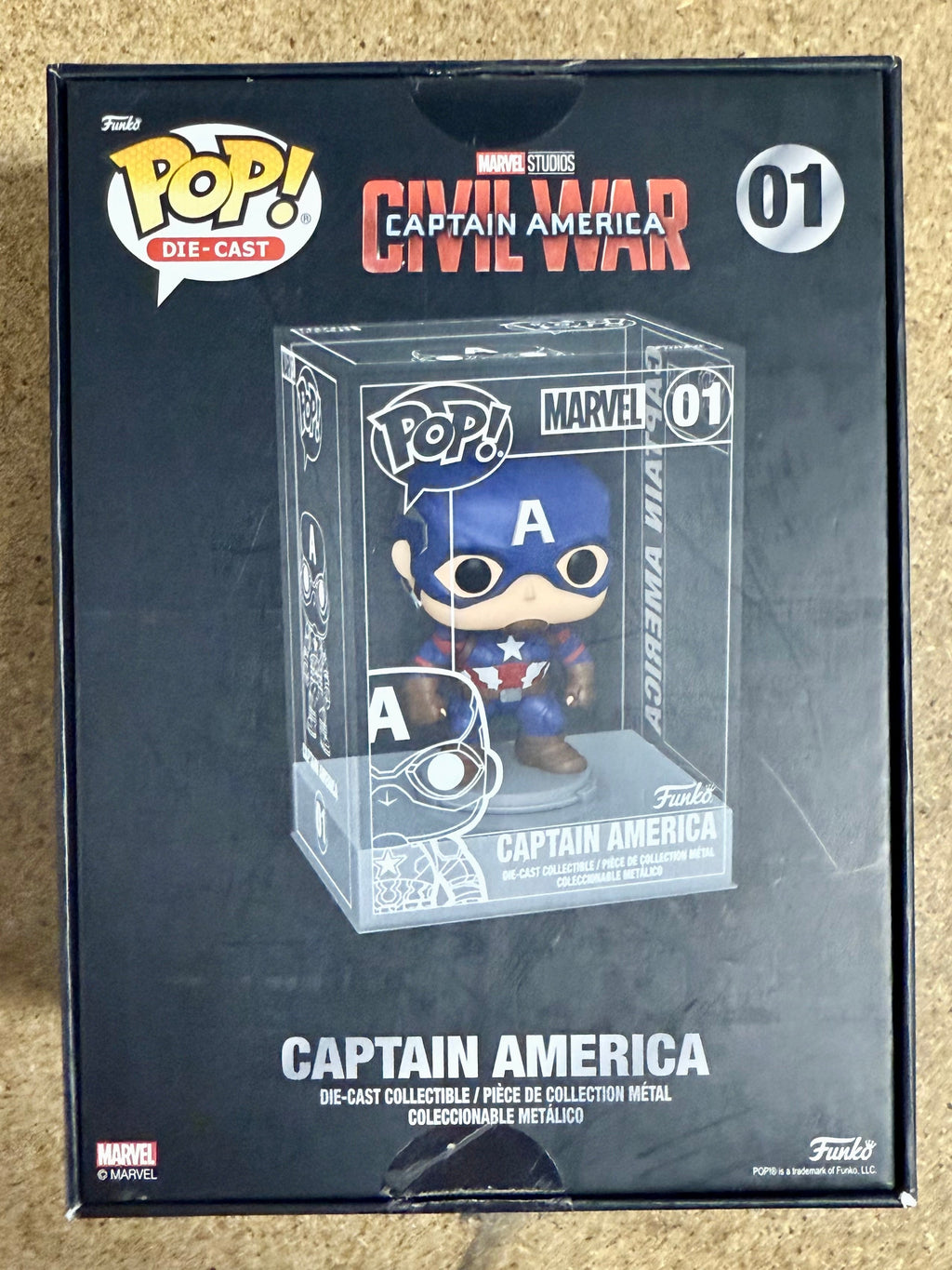 Funko Pop! Die-Cast Capitán América #01 Marvel MCU Civil War Exclusivo SDCC 2021