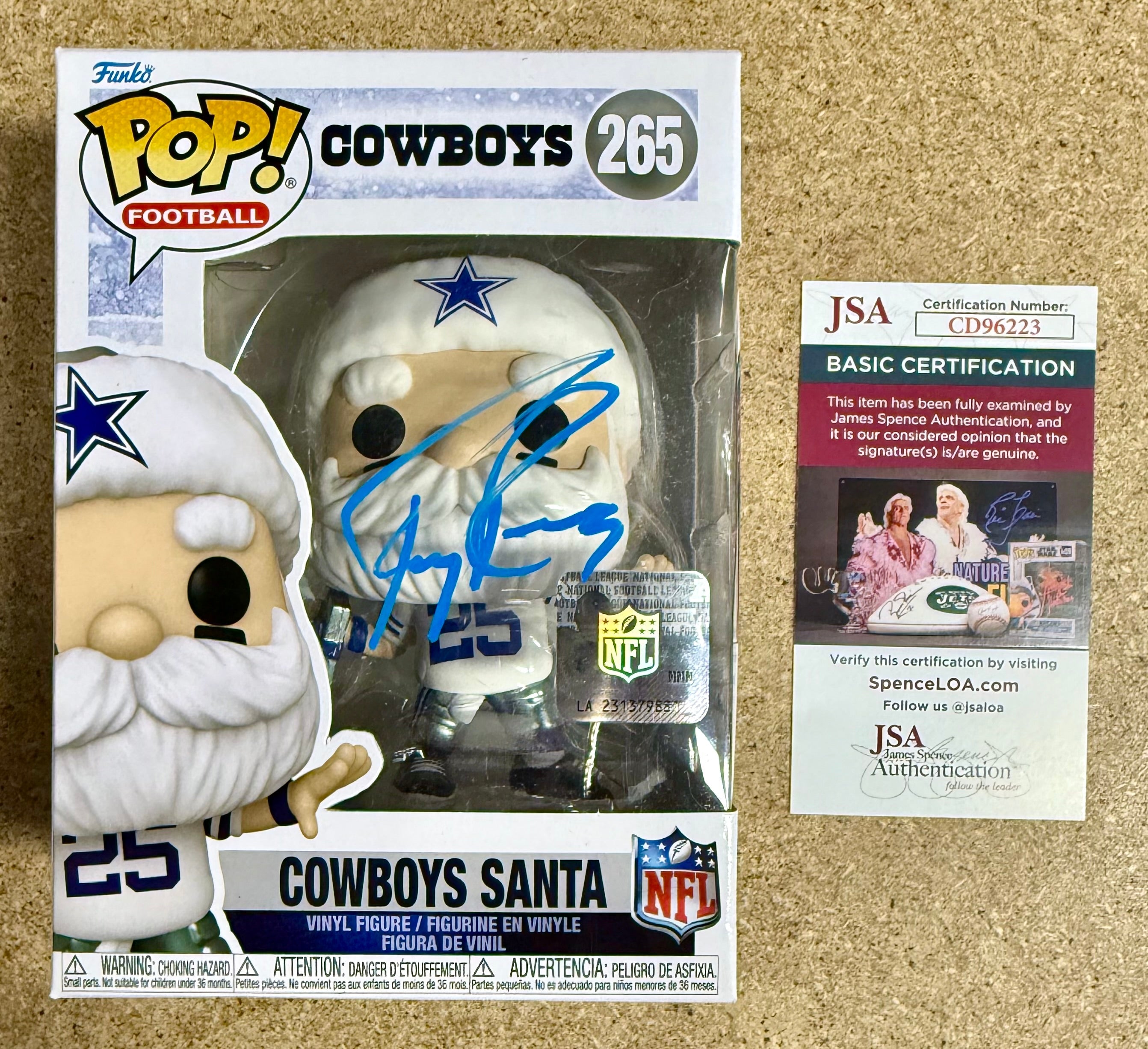 Tony Romo Firmó NFL Santa Dallas Cowboys Exclusivo Funko Pop! #265 JSA COA LEER