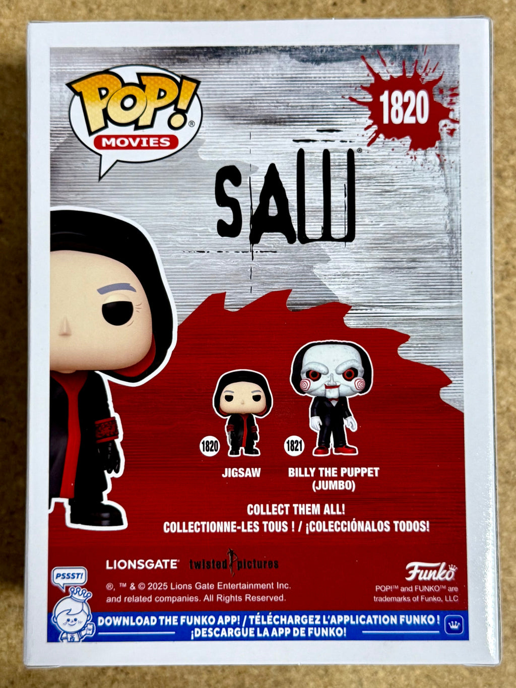 ¡Funko Pop! Películas Jigsaw con Capucha #1820 Saw Terror 2025 Asesino en Serie