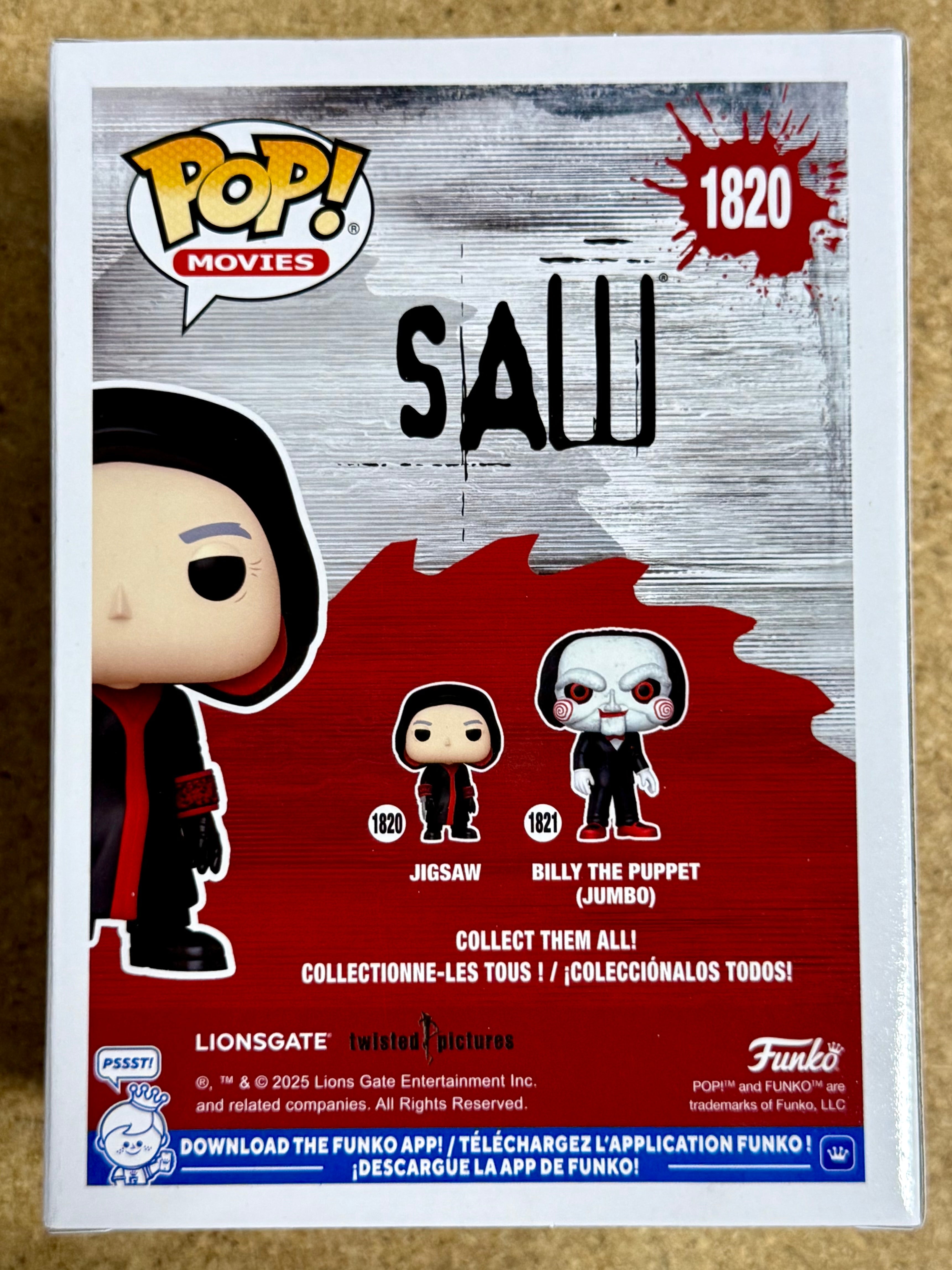 ¡Funko Pop! Películas Jigsaw con Capucha #1820 Saw Terror 2025 Asesino en Serie