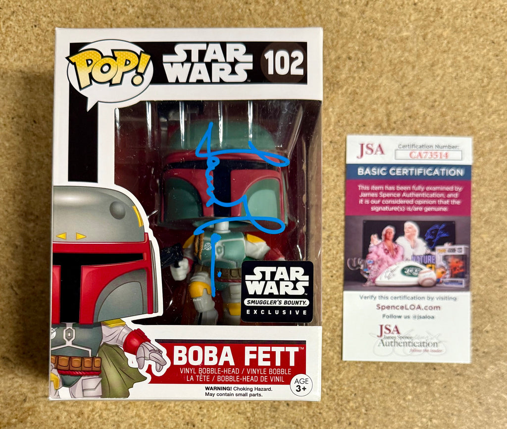 Temuera Morrison Signed Star Wars Boba Fett Funko Pop! #102 Smuggler’s Bounty Vaulted Exclusive With JSA COA