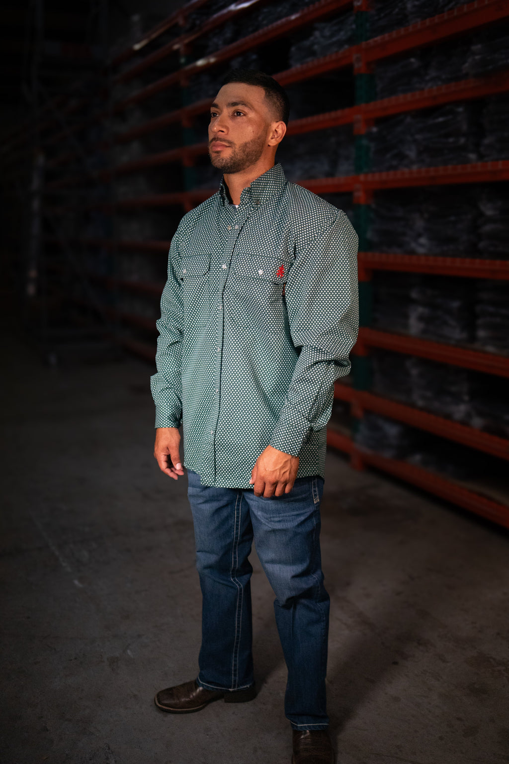 Camisa de trabajo con botones a presión FR - Verde Gunner