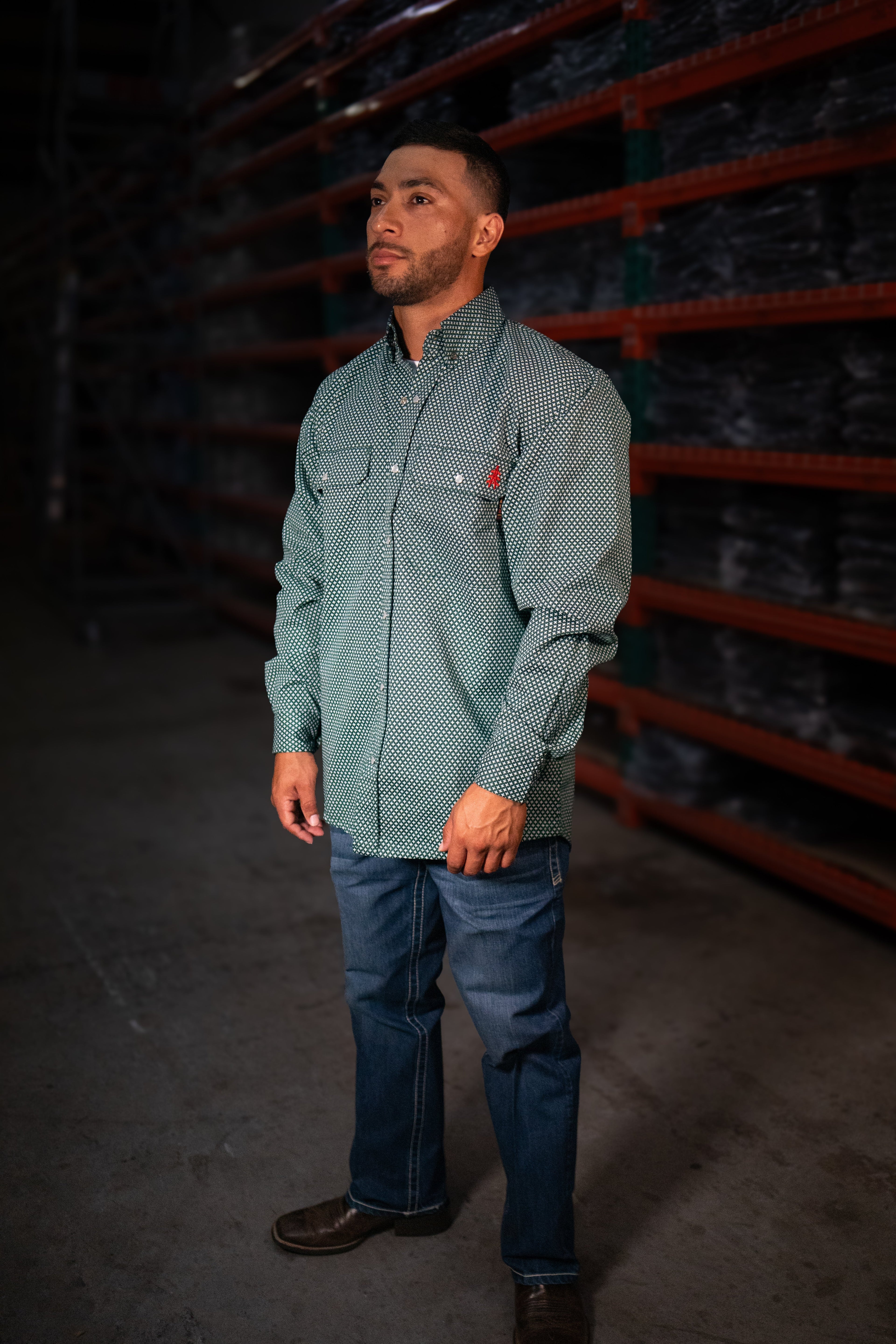 Camisa de trabajo con botones a presión FR - Verde Gunner