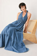 OCEAN SKY DENIM MIDI DRESS