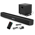 Barra de sonido inalámbrica con subwoofer, altavoz de audio 2.1 canales para TV, auxiliar, USB, barra de sonido con subwoofer, sistema de altavoces de sonido envolvente, cine en casa