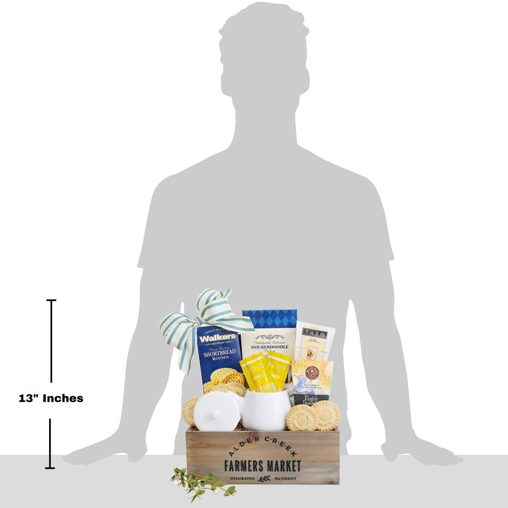 Cesta de regalo: bandeja de té para el jardín