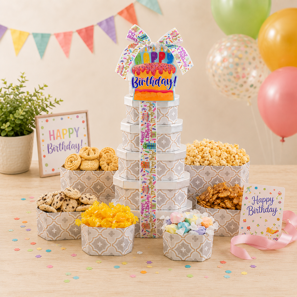 Torre de regalos de cumpleaños