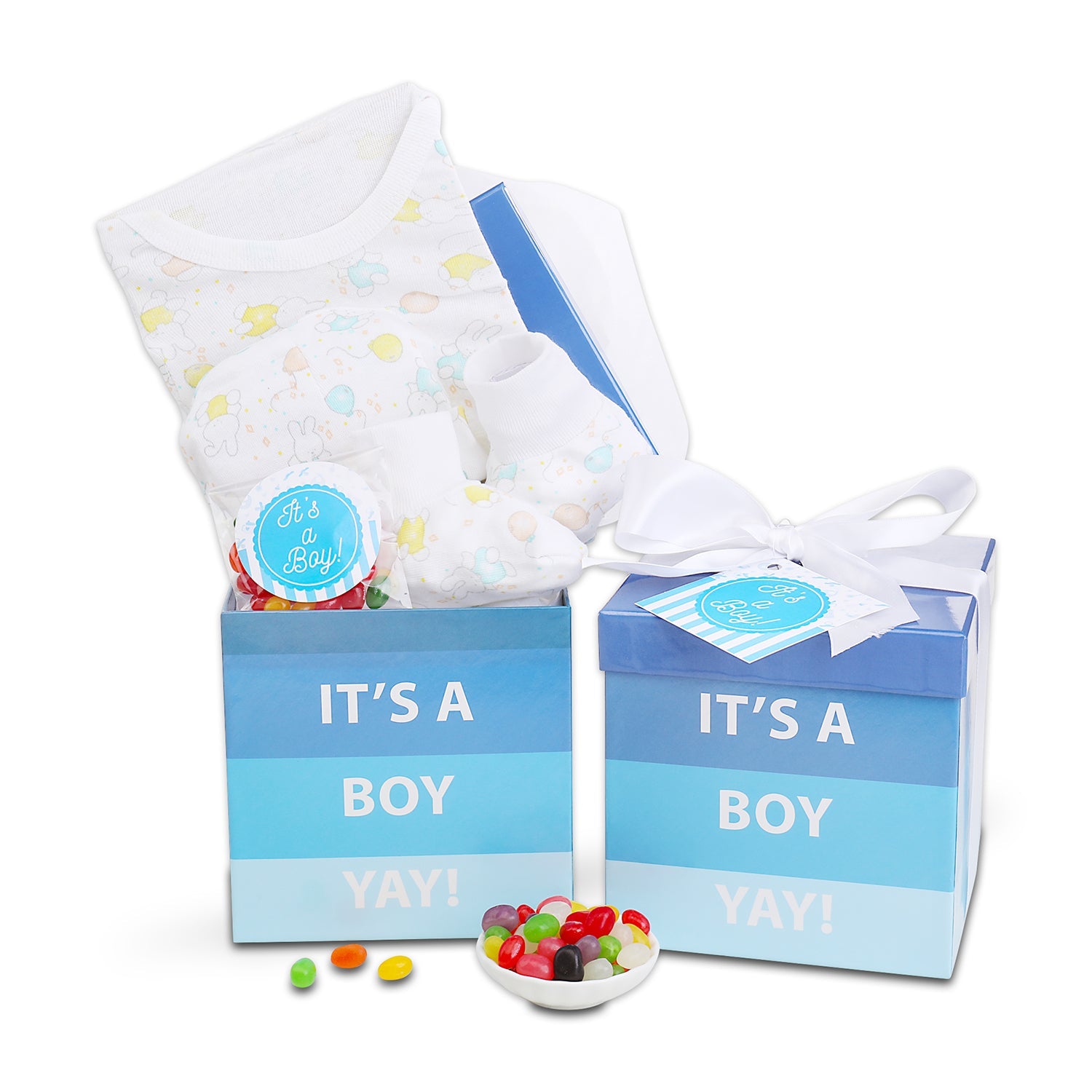 Cesta de regalo para bebé recién nacido: ¡Es un niño!