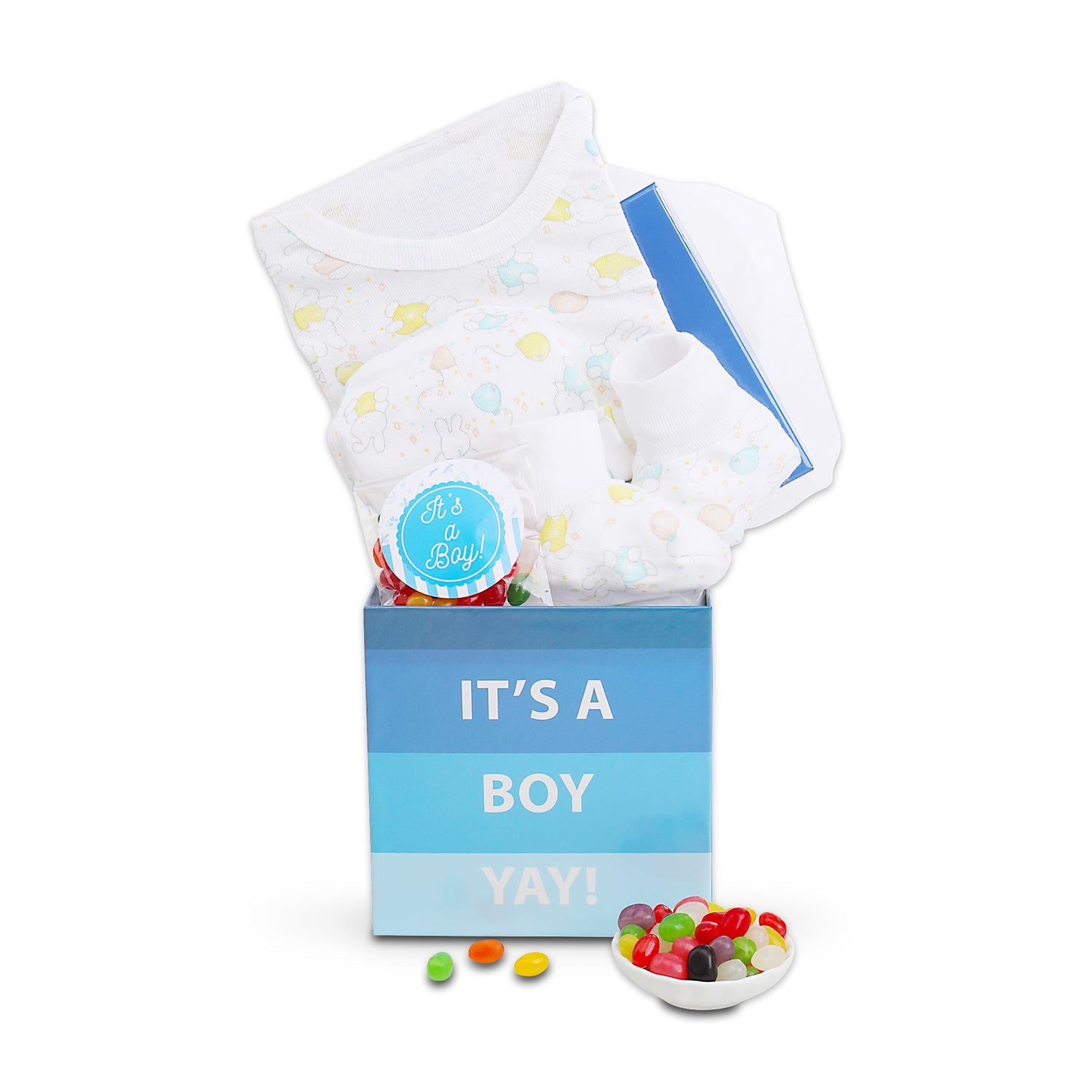 Cesta de regalo para bebé recién nacido: ¡Es un niño!