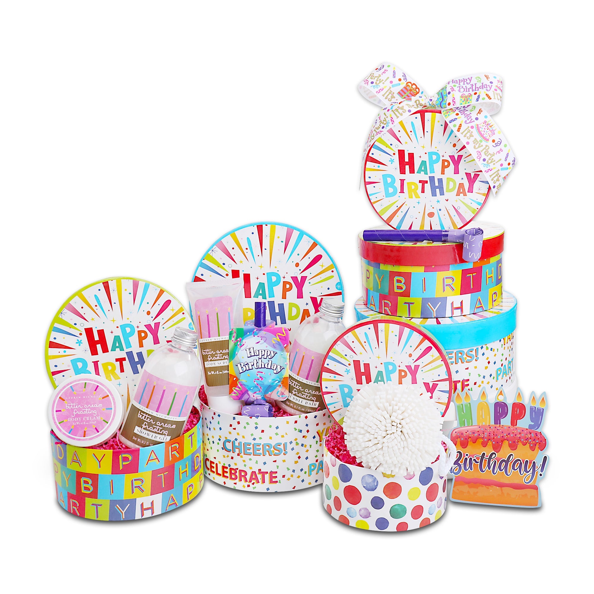 Feliz Cumpleaños Torre de Regalo Deseos de Spa Buttercream