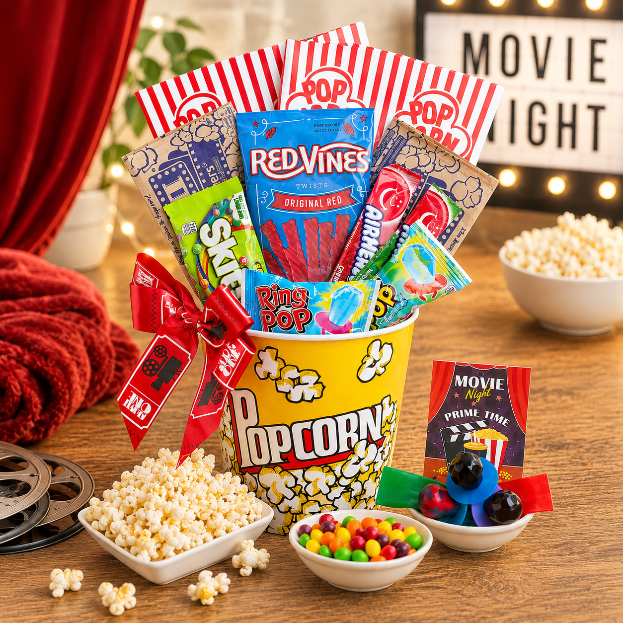 Cesta de regalo: Noche de cine "Pop"ular