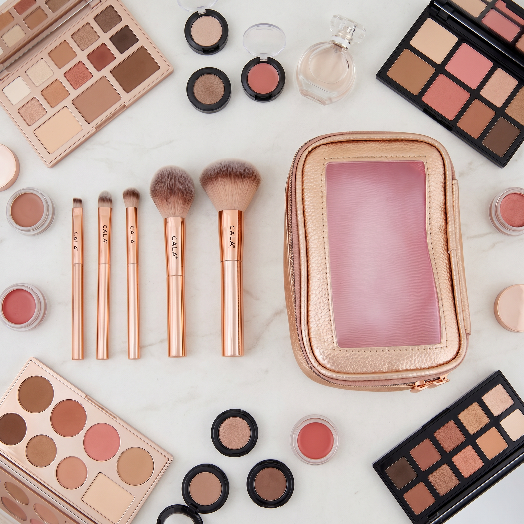 Cala&reg; Rose Radiance Make Up Face & Eye Brush Set