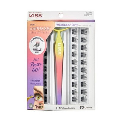 KISS Products imPRESS Pestañas Postizas de Quita y Pon en Racimo, Kit Voluminoso y Rizado, 31 unidades - Nuevo